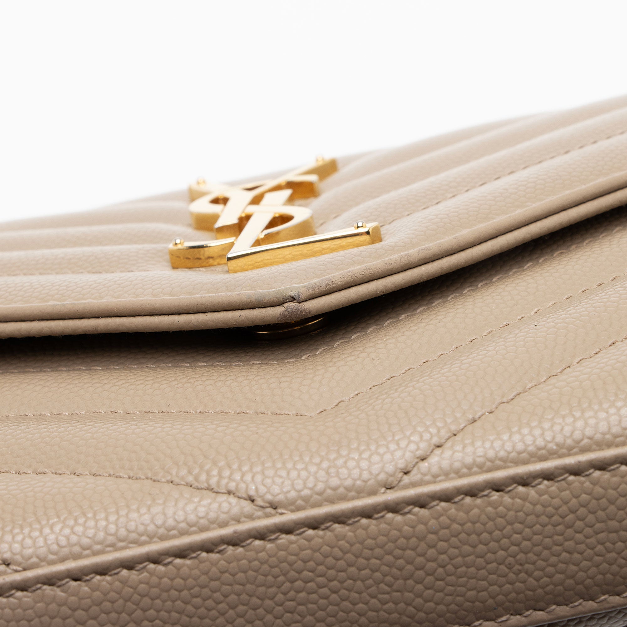 Saint Laurent Matelasse Grain de Poudre Monogram Chain Wallet - FINAL SALE (SHF-Veay8o)