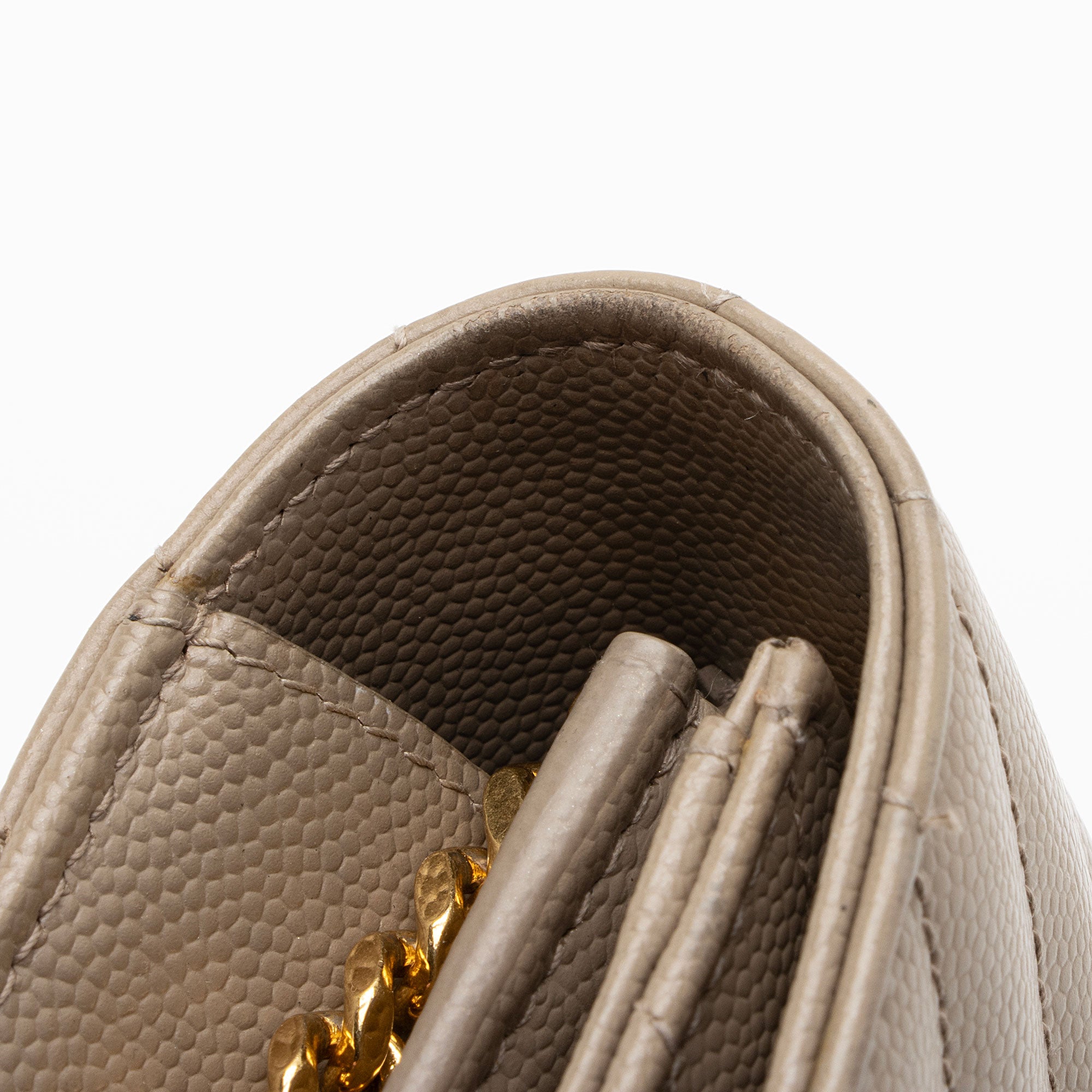 Saint Laurent Matelasse Grain de Poudre Monogram Chain Wallet - FINAL SALE (SHF-Veay8o)