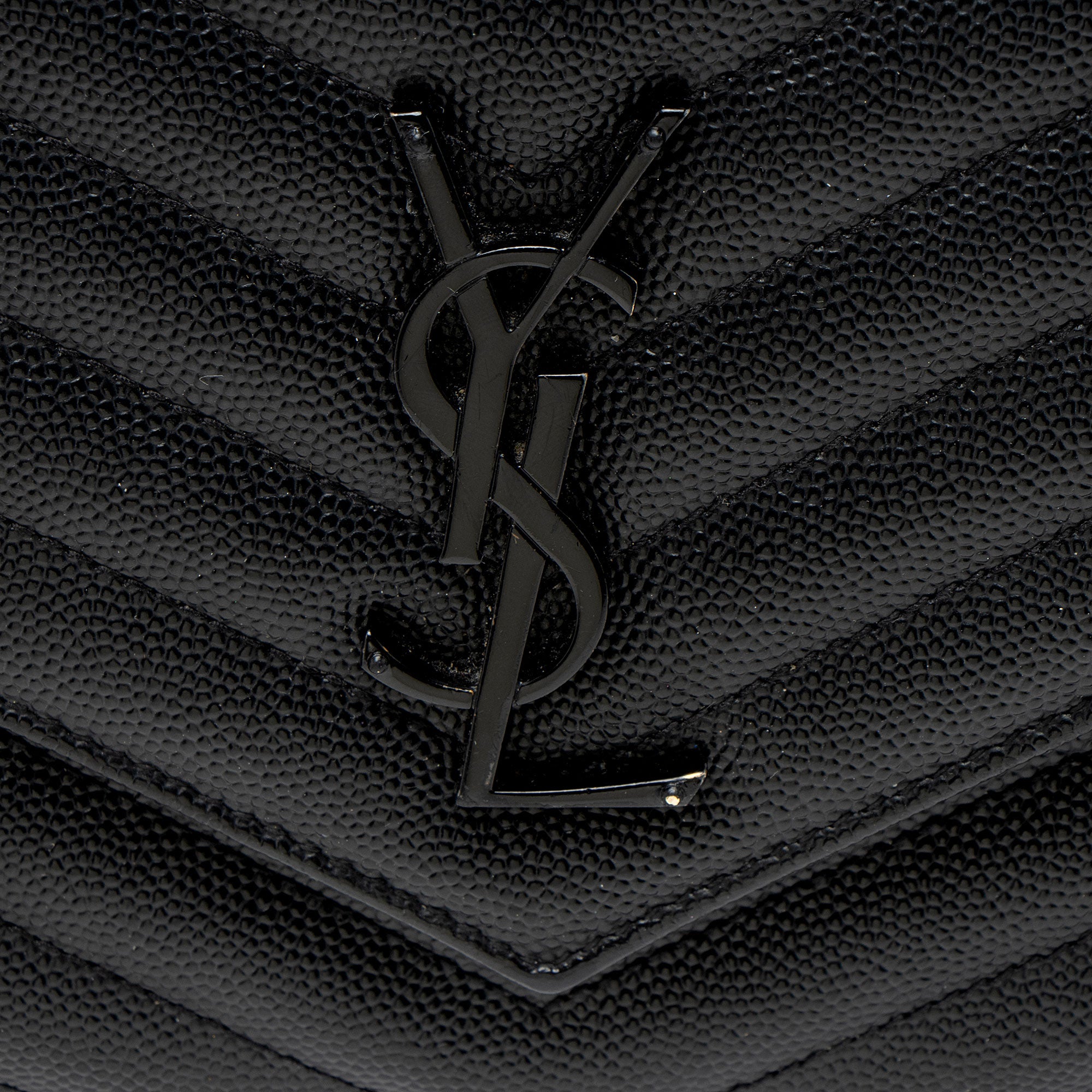 Saint Laurent Matelasse Grain de Poudre Monogram Chain Wallet - FINAL SALE