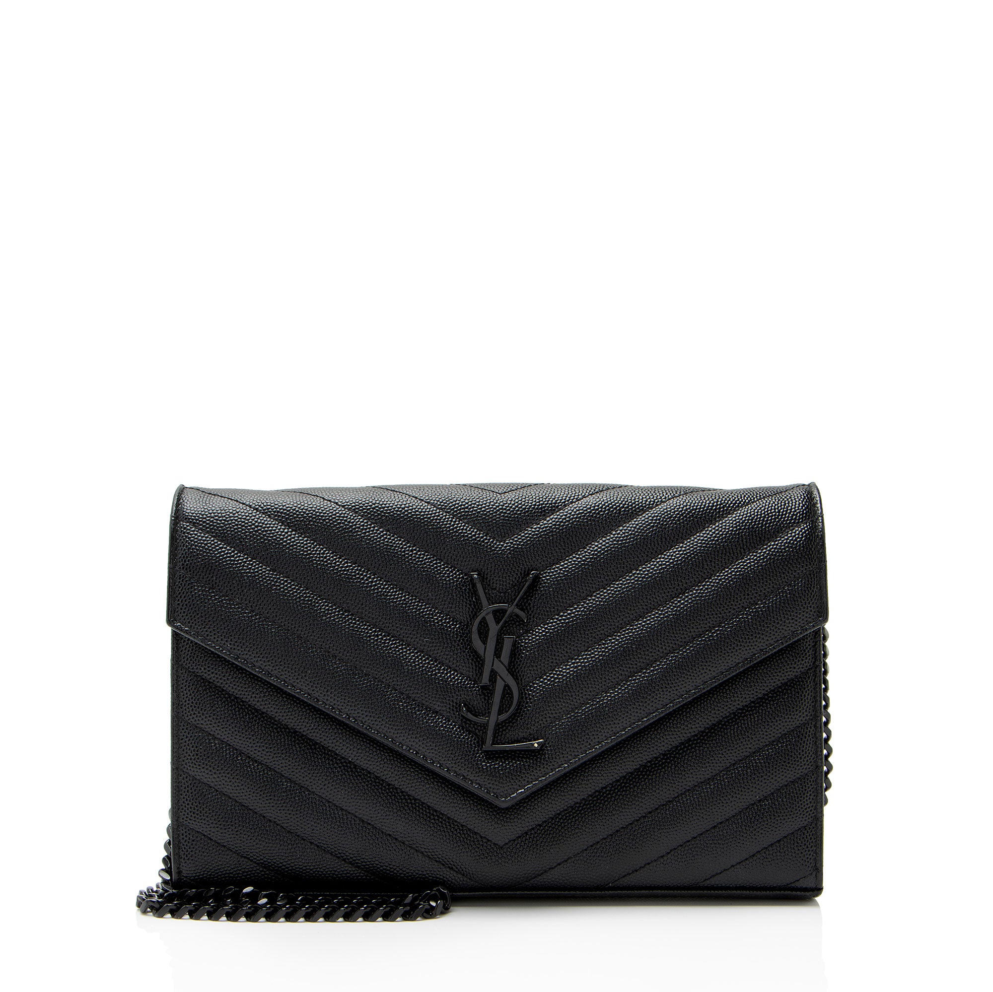 Saint Laurent Matelasse Grain de Poudre Monogram Chain Wallet - FINAL SALE