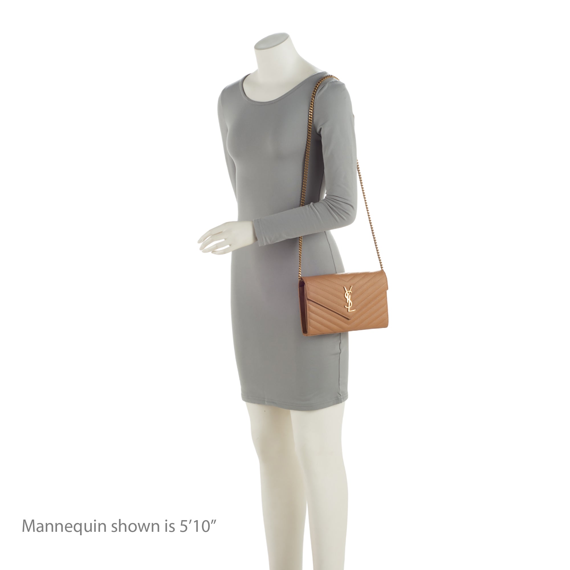 Saint Laurent Matelasse Grain de Poudre Monogram Chain Wallet (SHF-QuiirS)