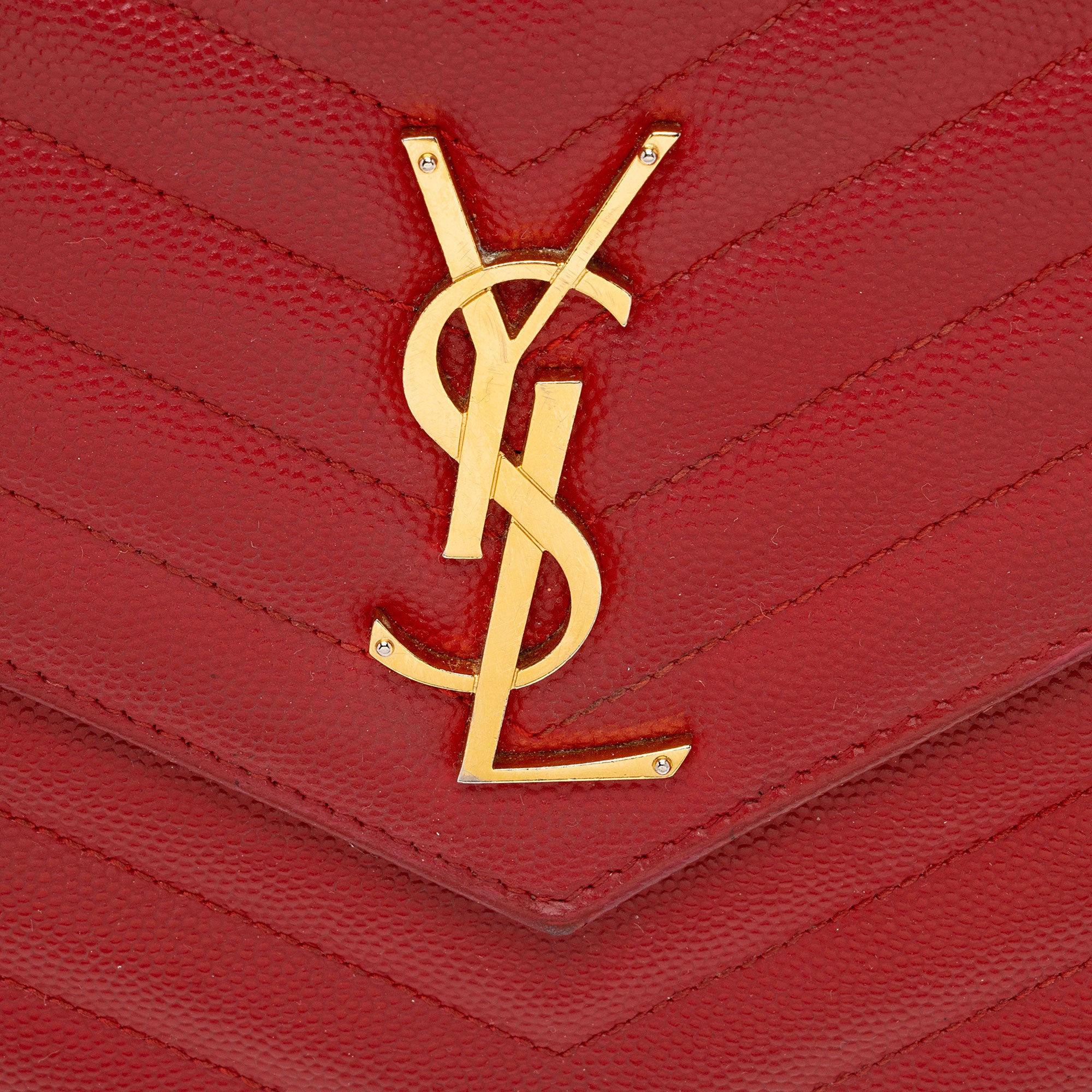 Saint Laurent Matelasse Grain de Poudre Monogram Chain Wallet (SHF-RDpK3X)