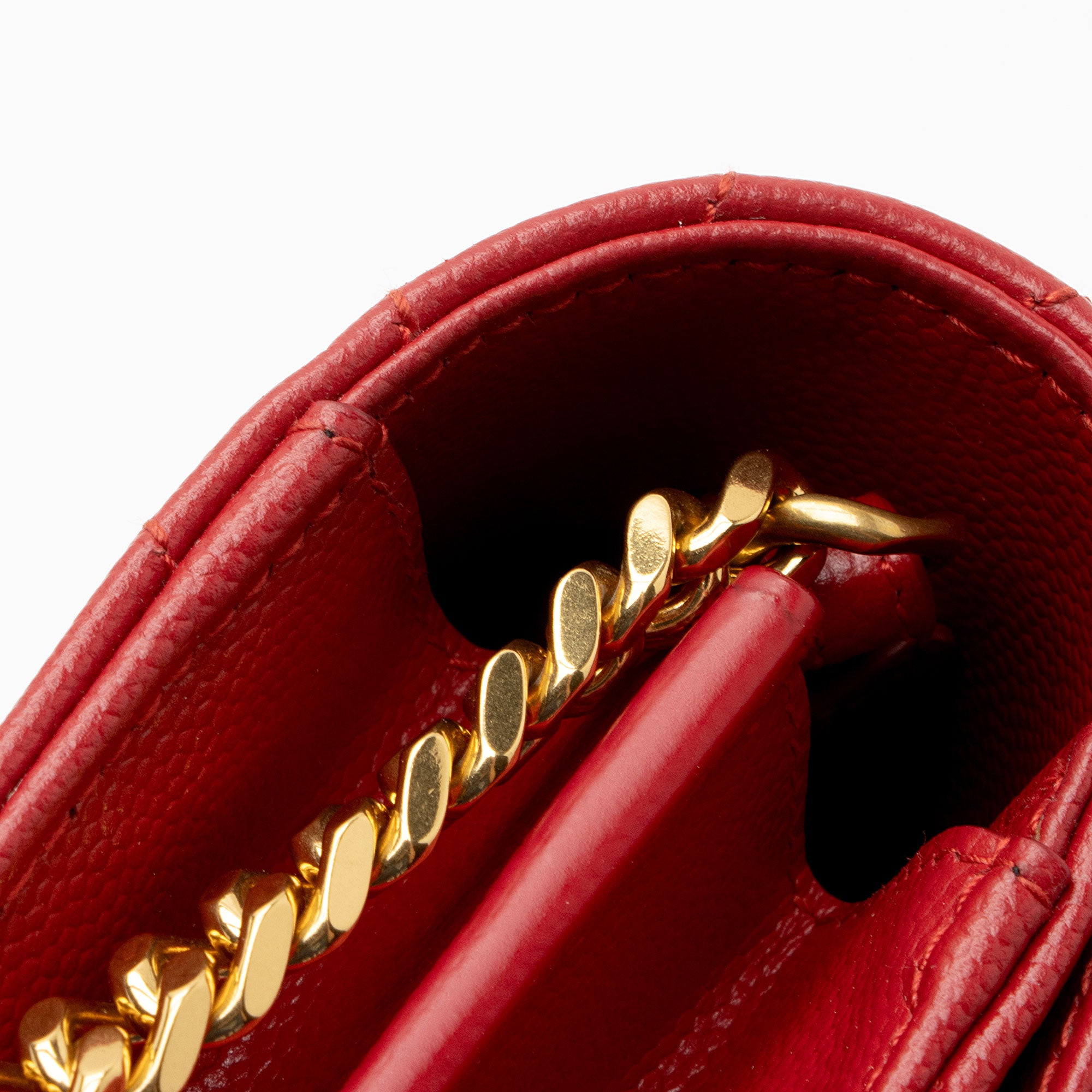 Saint Laurent Matelasse Grain de Poudre Monogram Chain Wallet (SHF-HJdOSr)