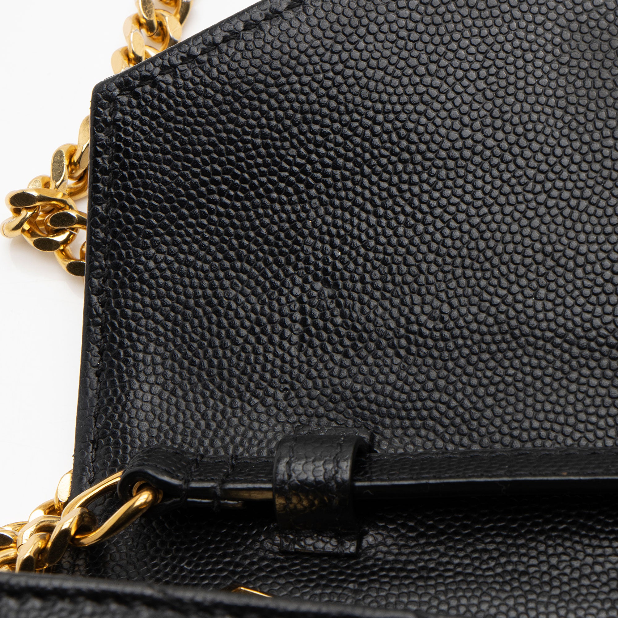Saint Laurent Matelasse Grain de Poudre Monogram Chain Wallet (SHF-CtcP6l)