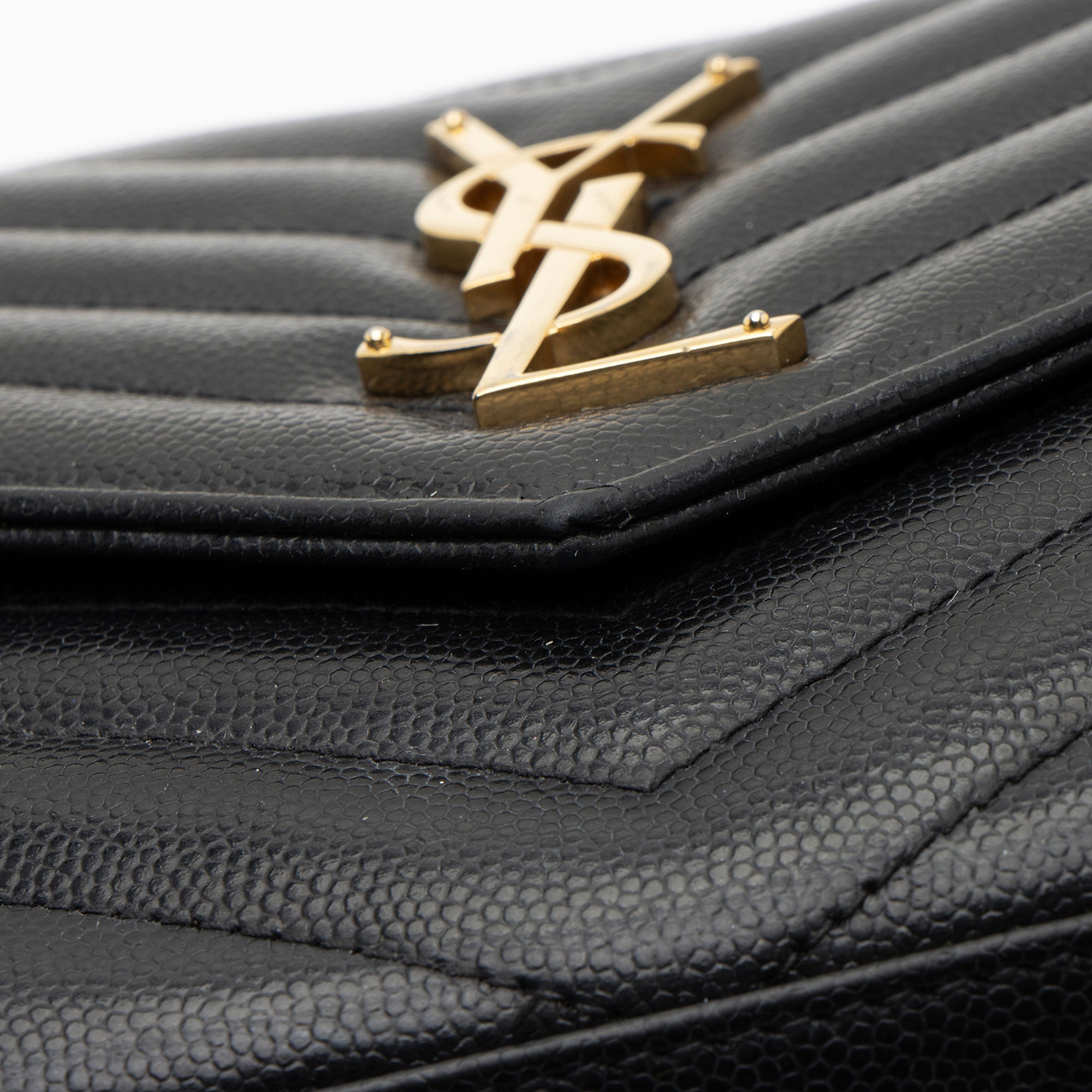 Saint Laurent Matelasse Grain de Poudre Monogram Chain Wallet (SHF-CtcP6l)