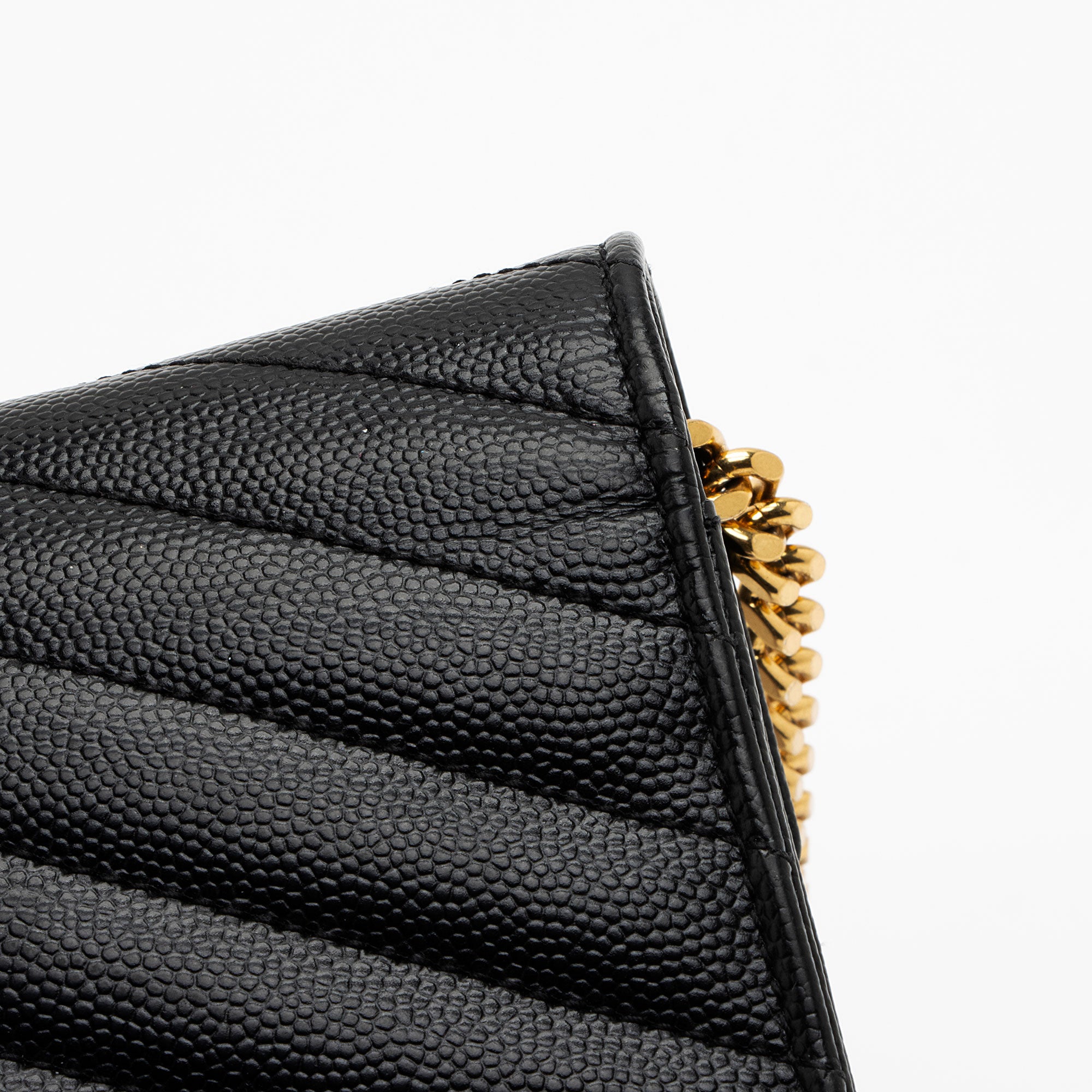 Saint Laurent Matelasse Grain de Poudre Monogram Chain Wallet (SHF-fpbhkV)