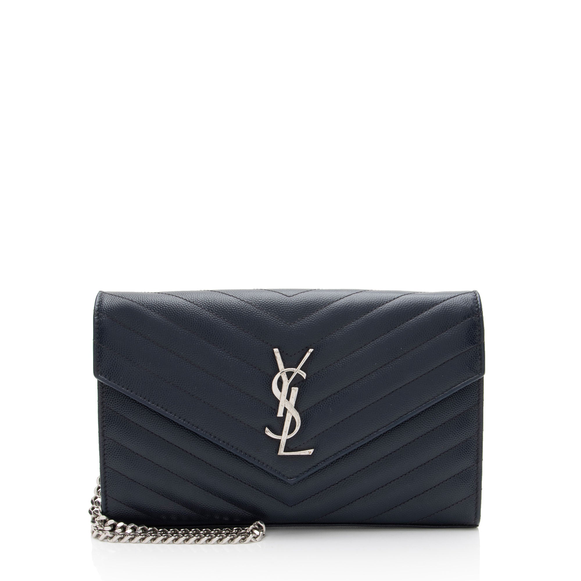 Saint Laurent Matelasse Grain de Poudre Monogram Chain Wallet