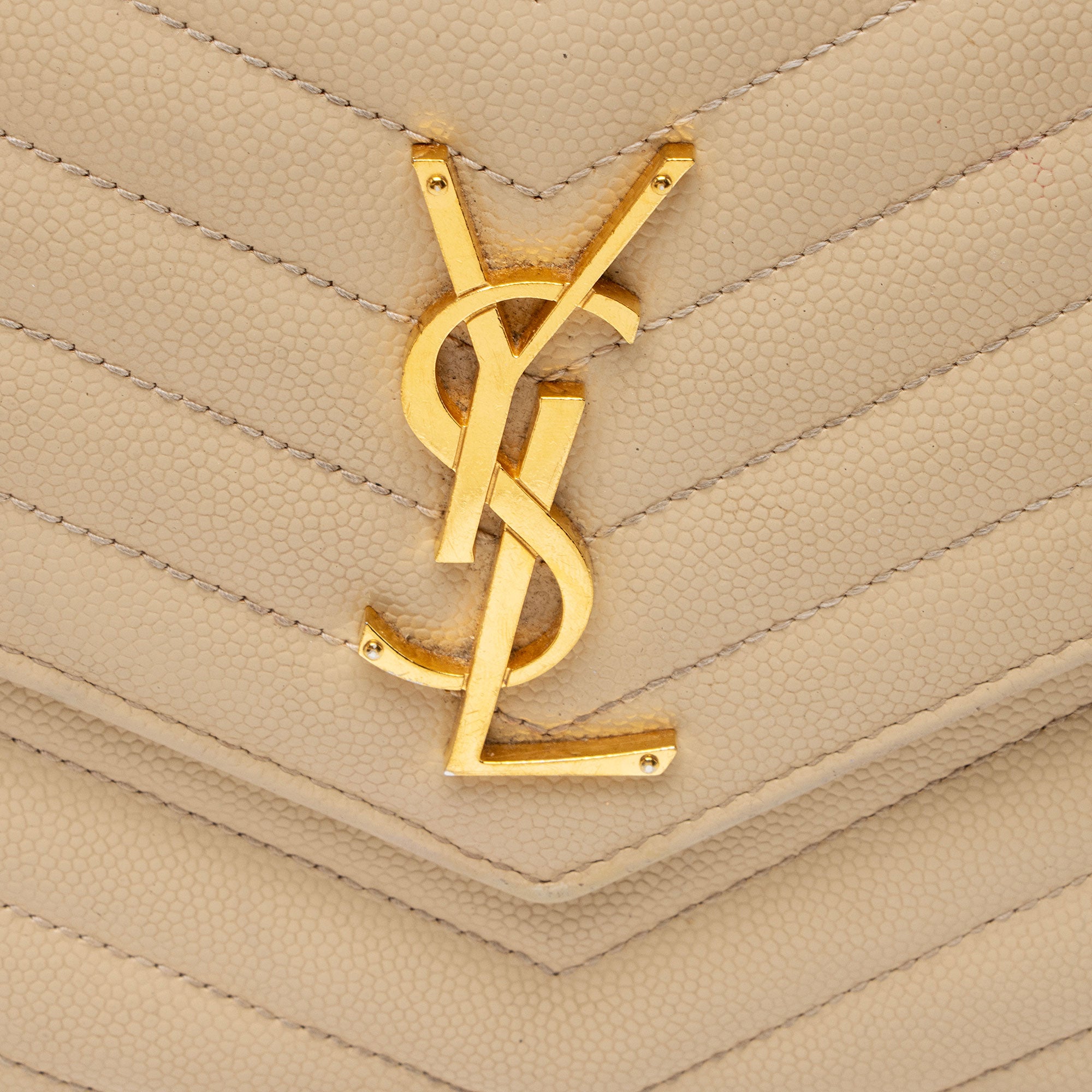 Saint Laurent Matelasse Grain de Poudre Monogram Chain Wallet