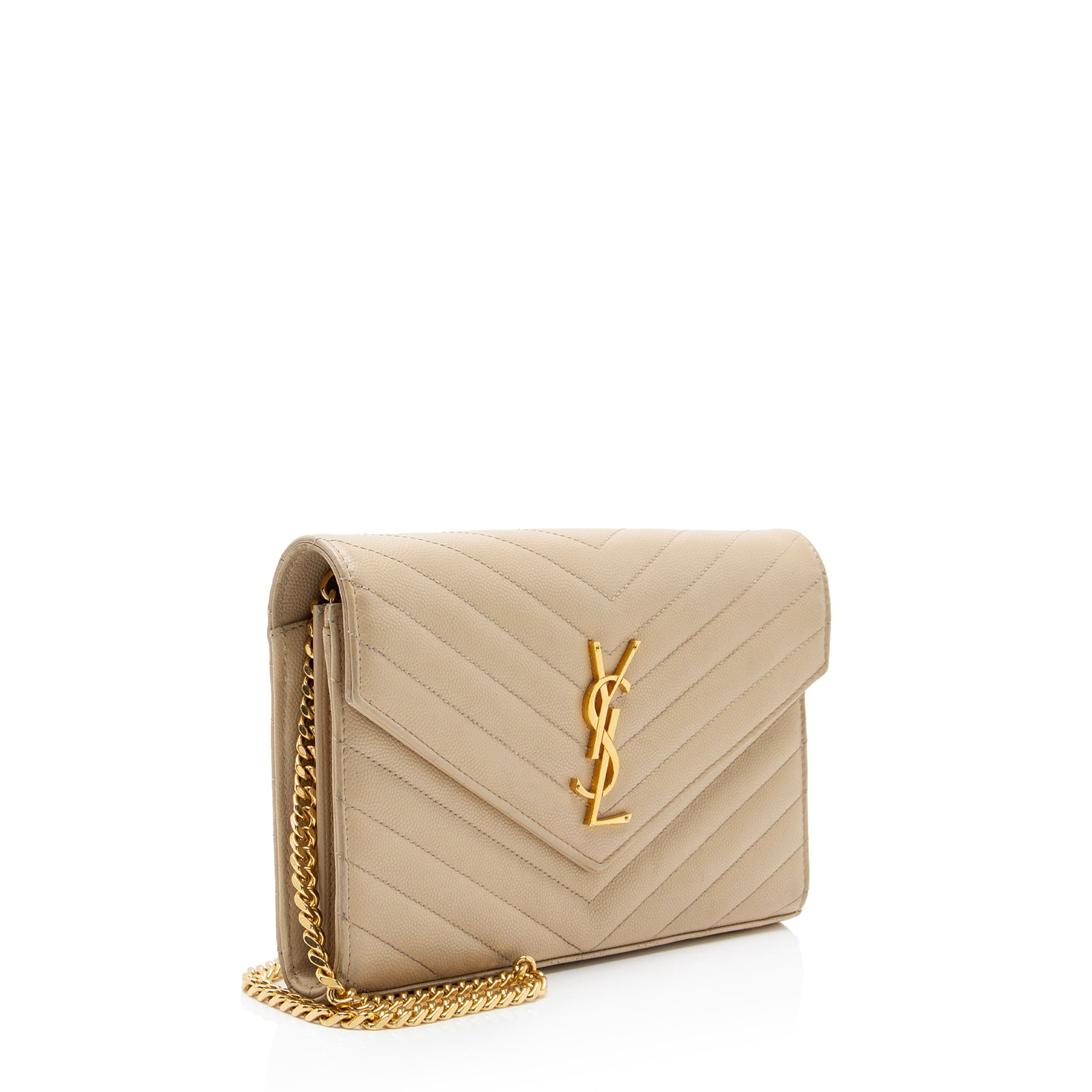 Saint Laurent Matelasse Grain de Poudre Monogram Chain Wallet