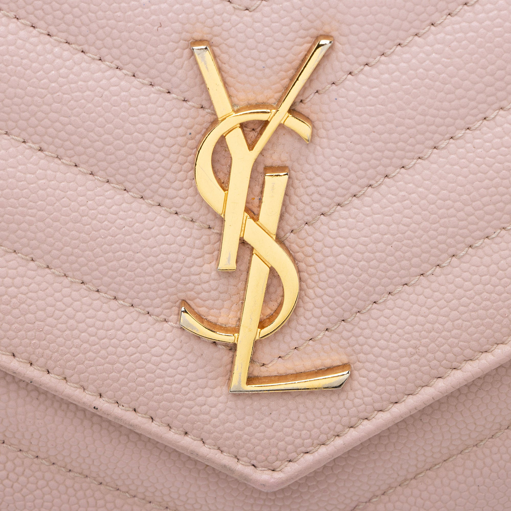 Saint Laurent Matelasse Grain de Poudre Monogram Envelope Chain Wallet