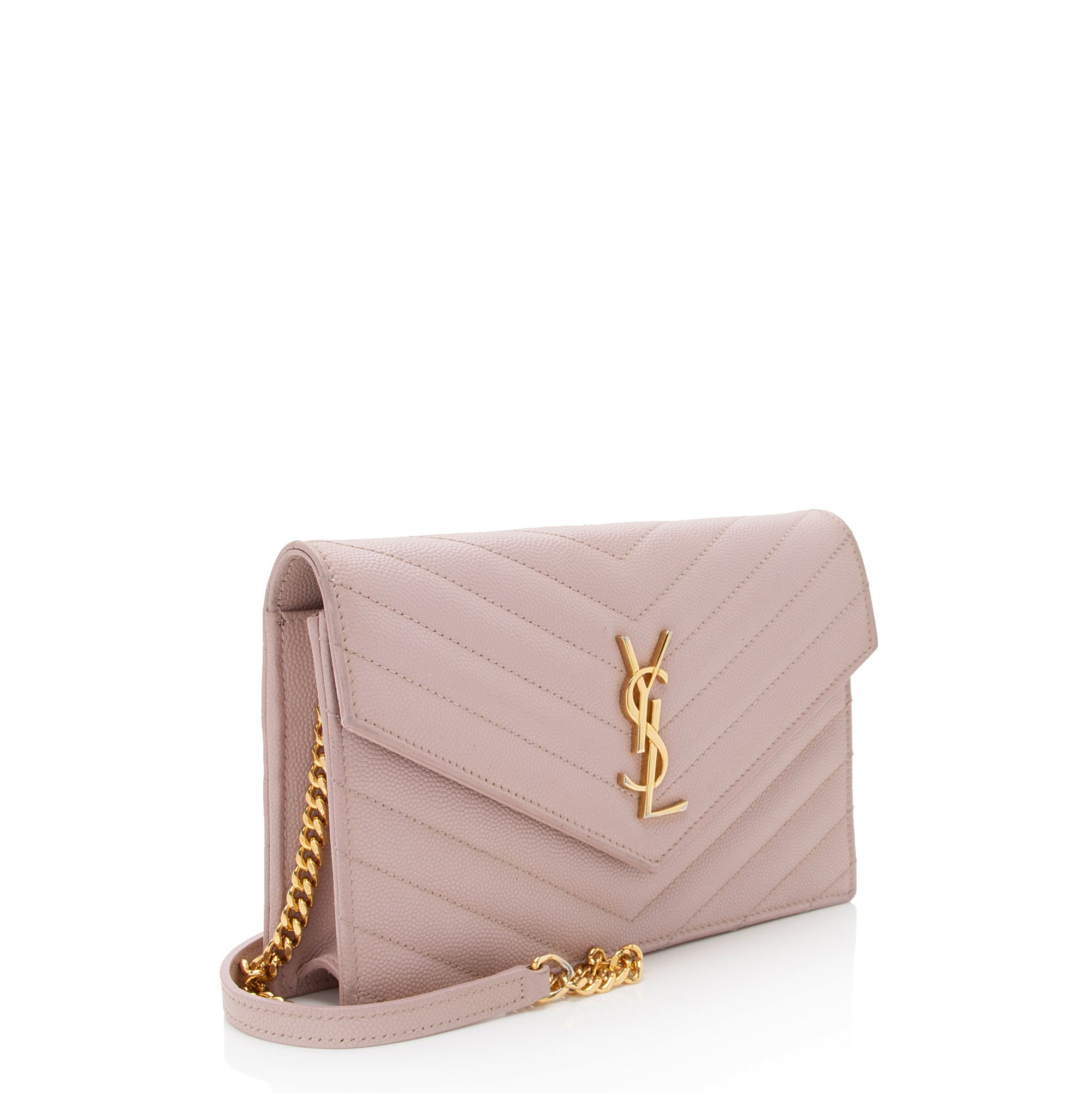 Saint Laurent Matelasse Grain de Poudre Monogram Envelope Chain Wallet