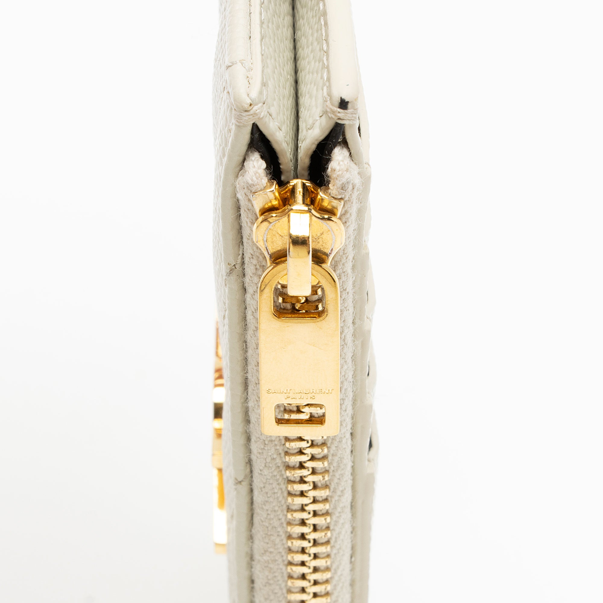 Saint Laurent Matelasse Grain de Poudre Monogram Fragments Zipper Card Case