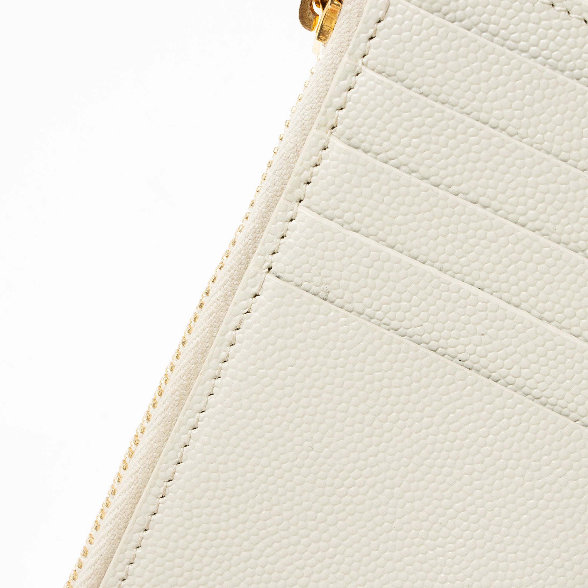 Saint Laurent Matelasse Grain de Poudre Monogram Fragments Zipper Card Case