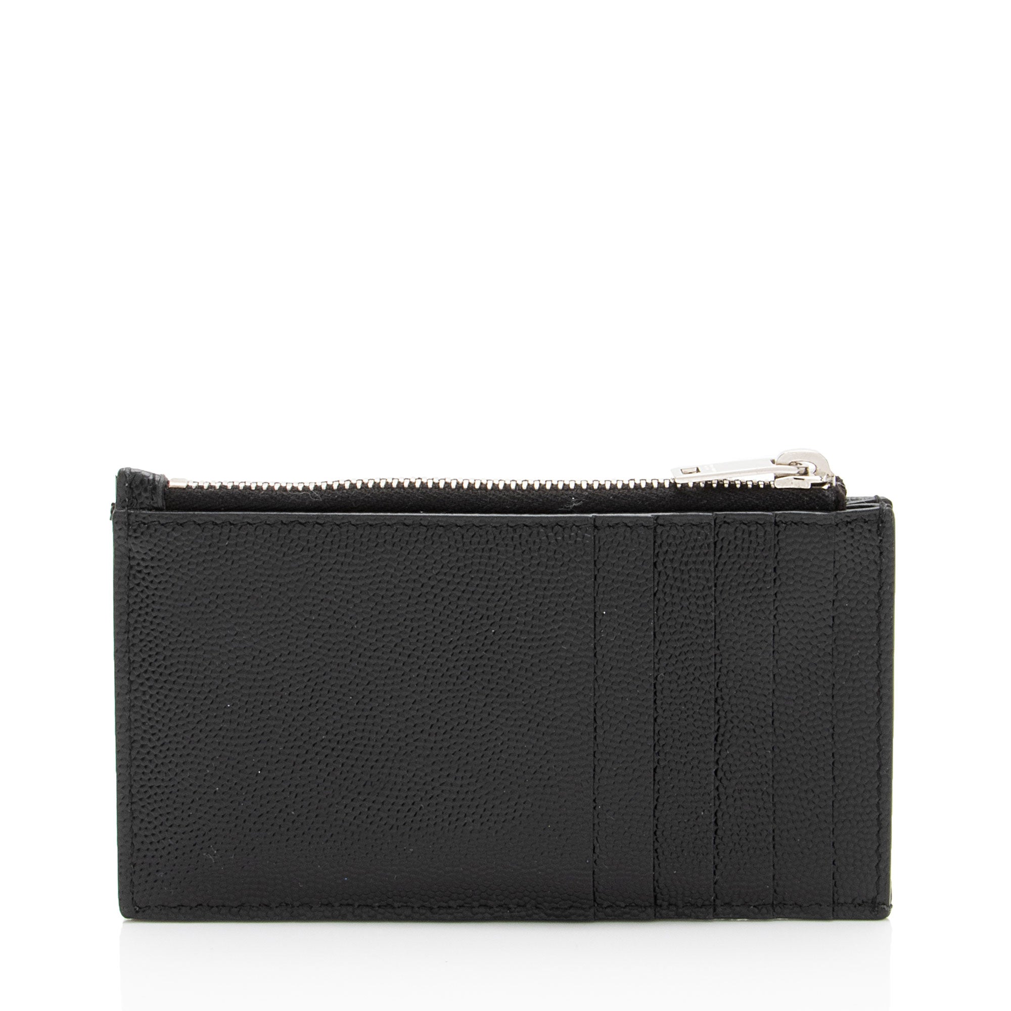 Saint Laurent Matelasse Grain de Poudre Monogram Fragments Zipper Card Case