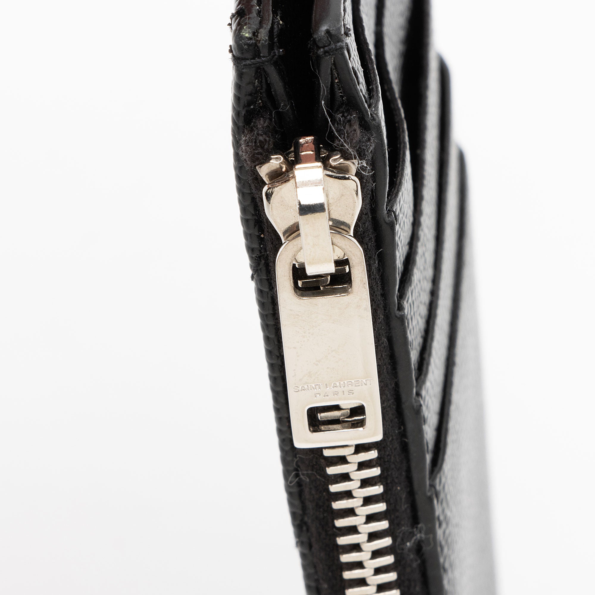 Saint Laurent Matelasse Grain de Poudre Monogram Fragments Zipper Card Case