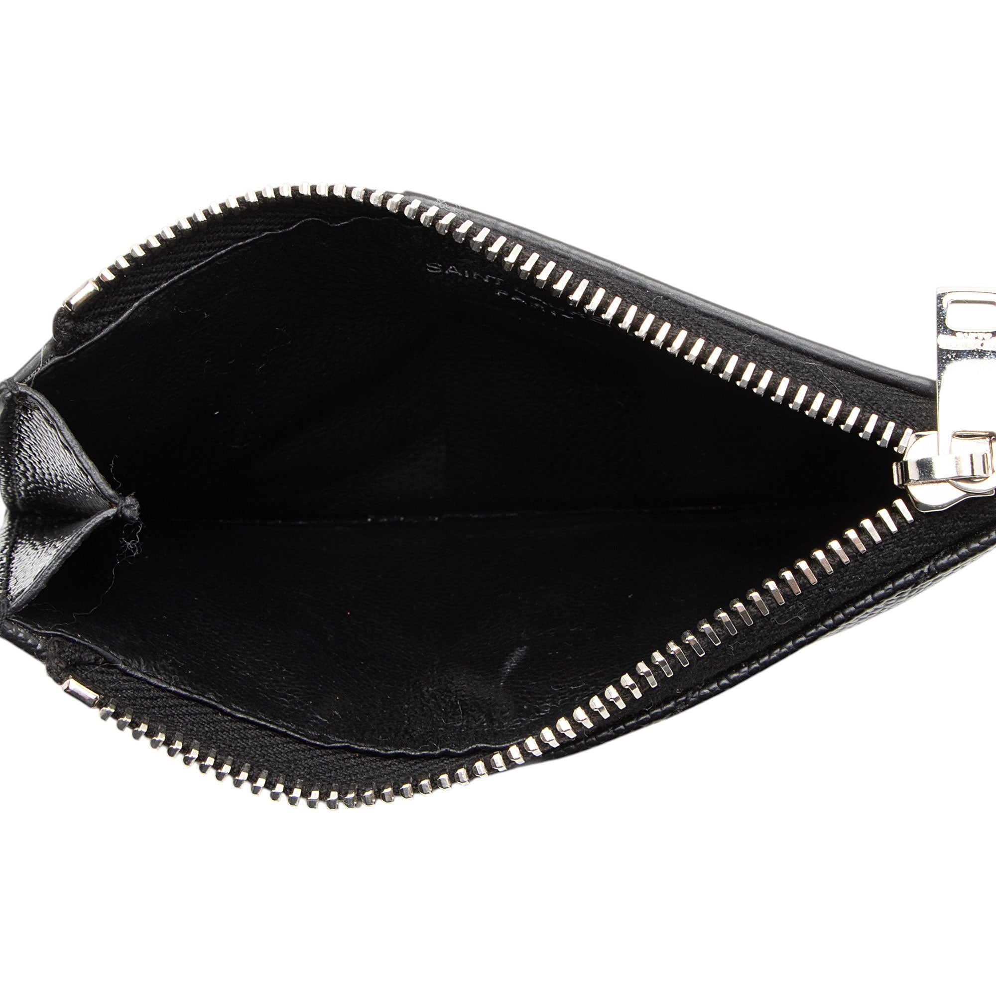 Saint Laurent Matelasse Grain de Poudre Monogram Fragments Zipper Card Case