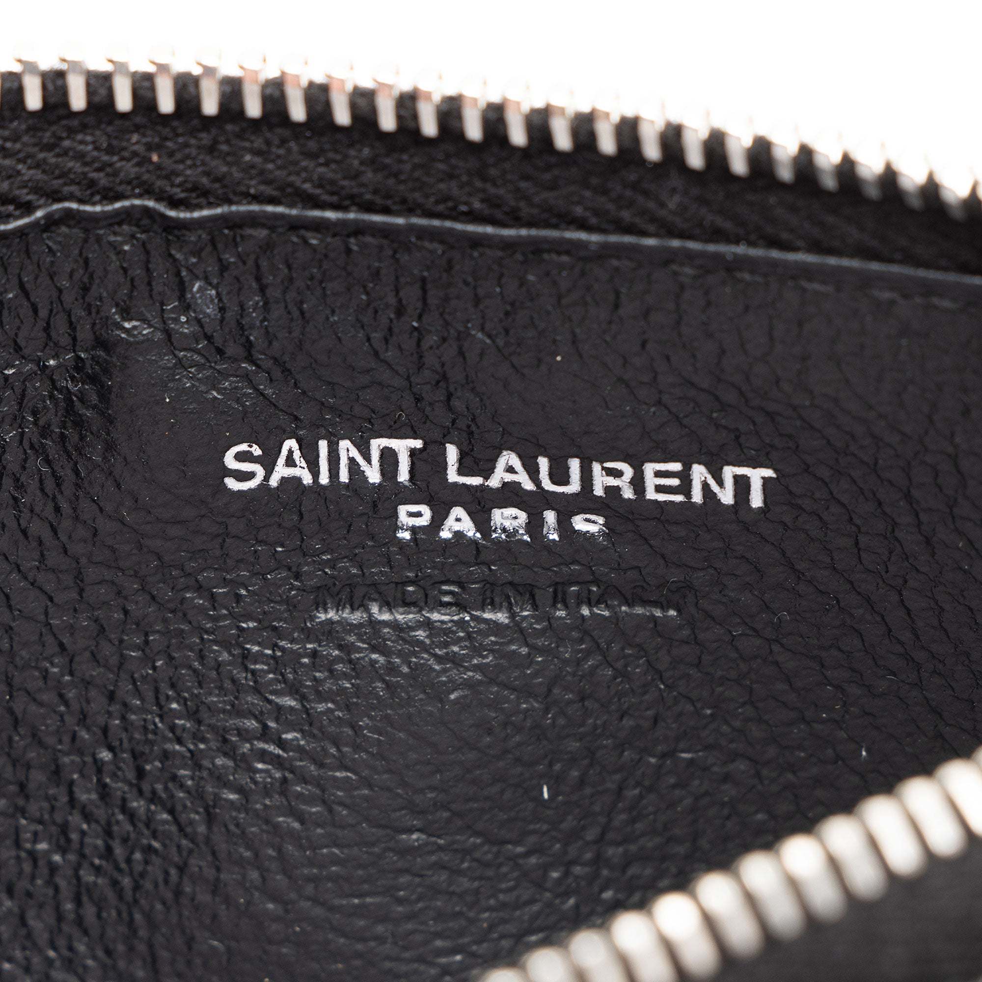 Saint Laurent Matelasse Grain de Poudre Monogram Fragments Zipper Card Case