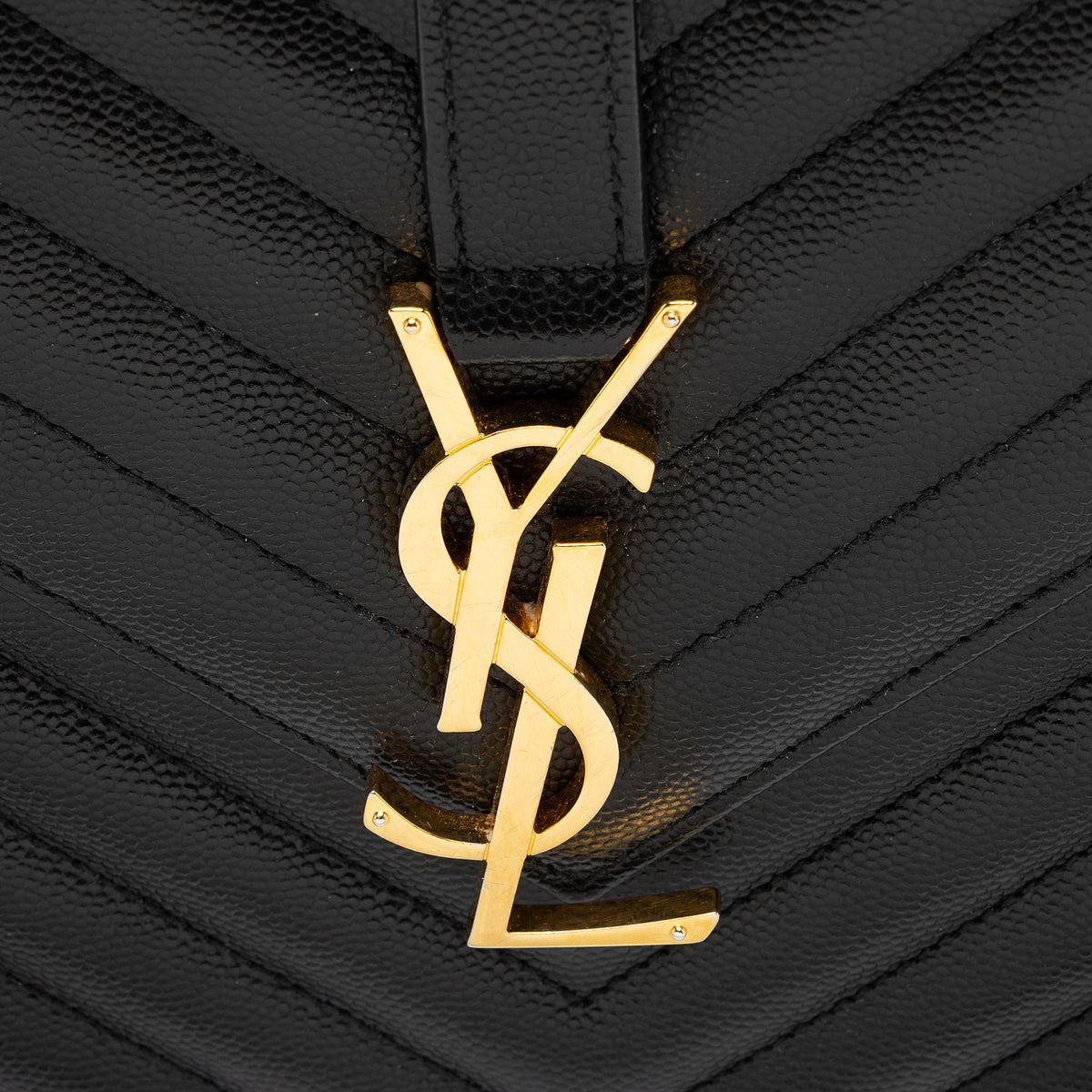 Saint Laurent Matelasse Grain de Poudre Monogram Large Shoulder Bag