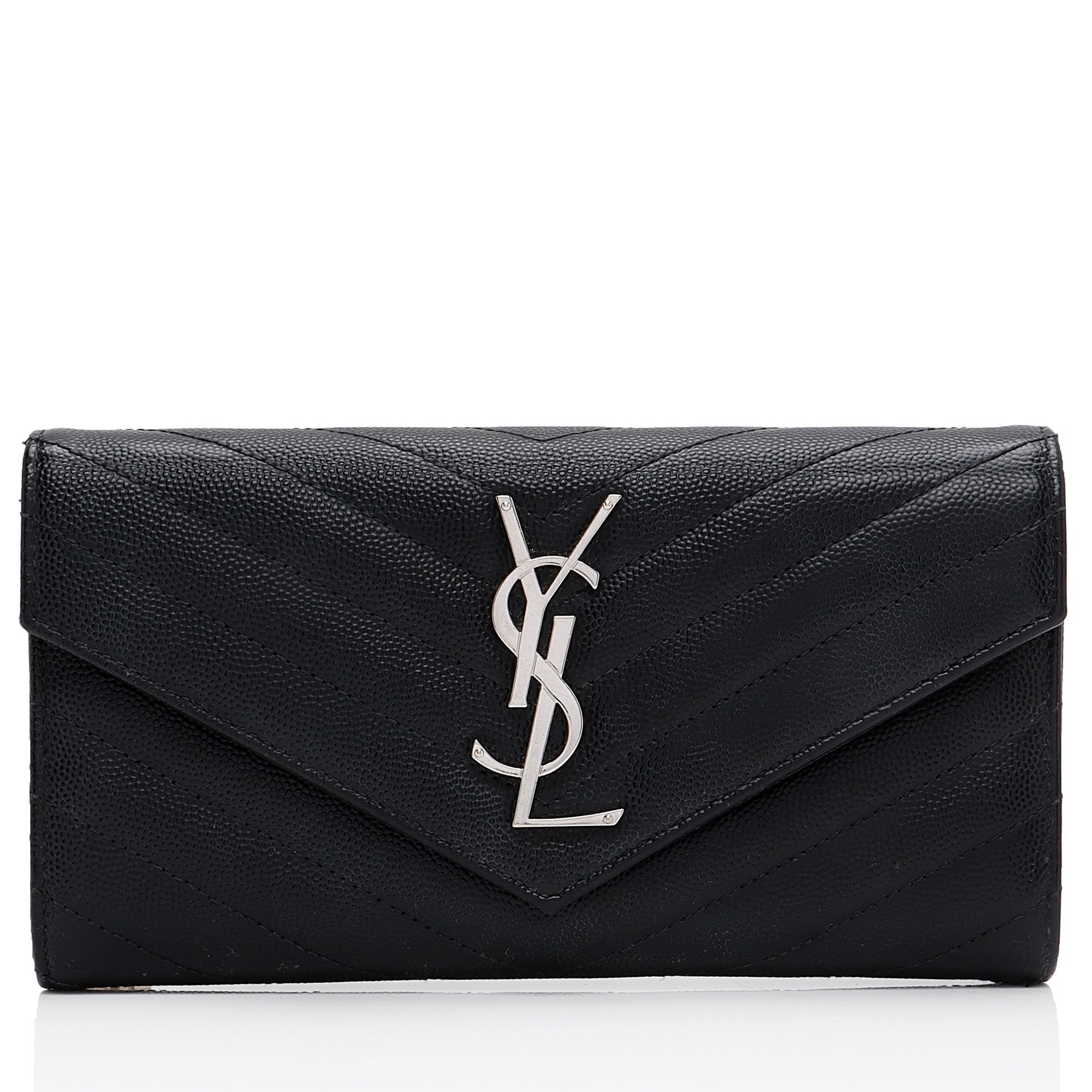 Saint Laurent Matelasse Grain de Poudre Monogram Wallet (SHF-YZtdVY)