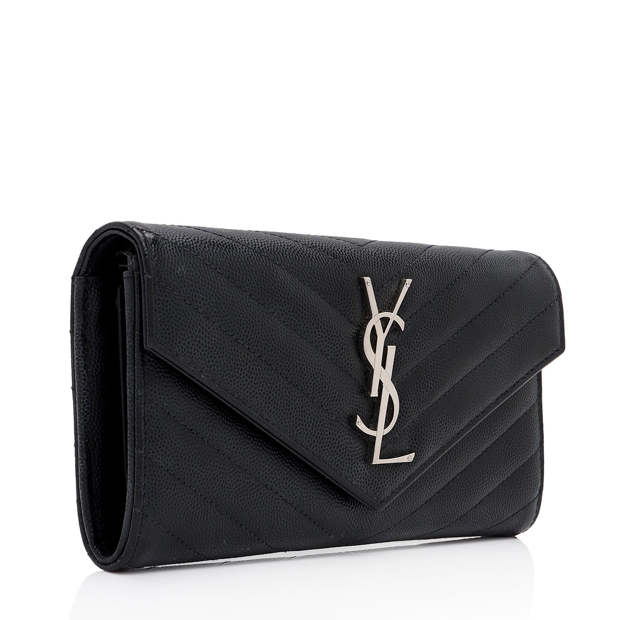 Saint Laurent Matelasse Grain de Poudre Monogram Wallet (SHF-YZtdVY)