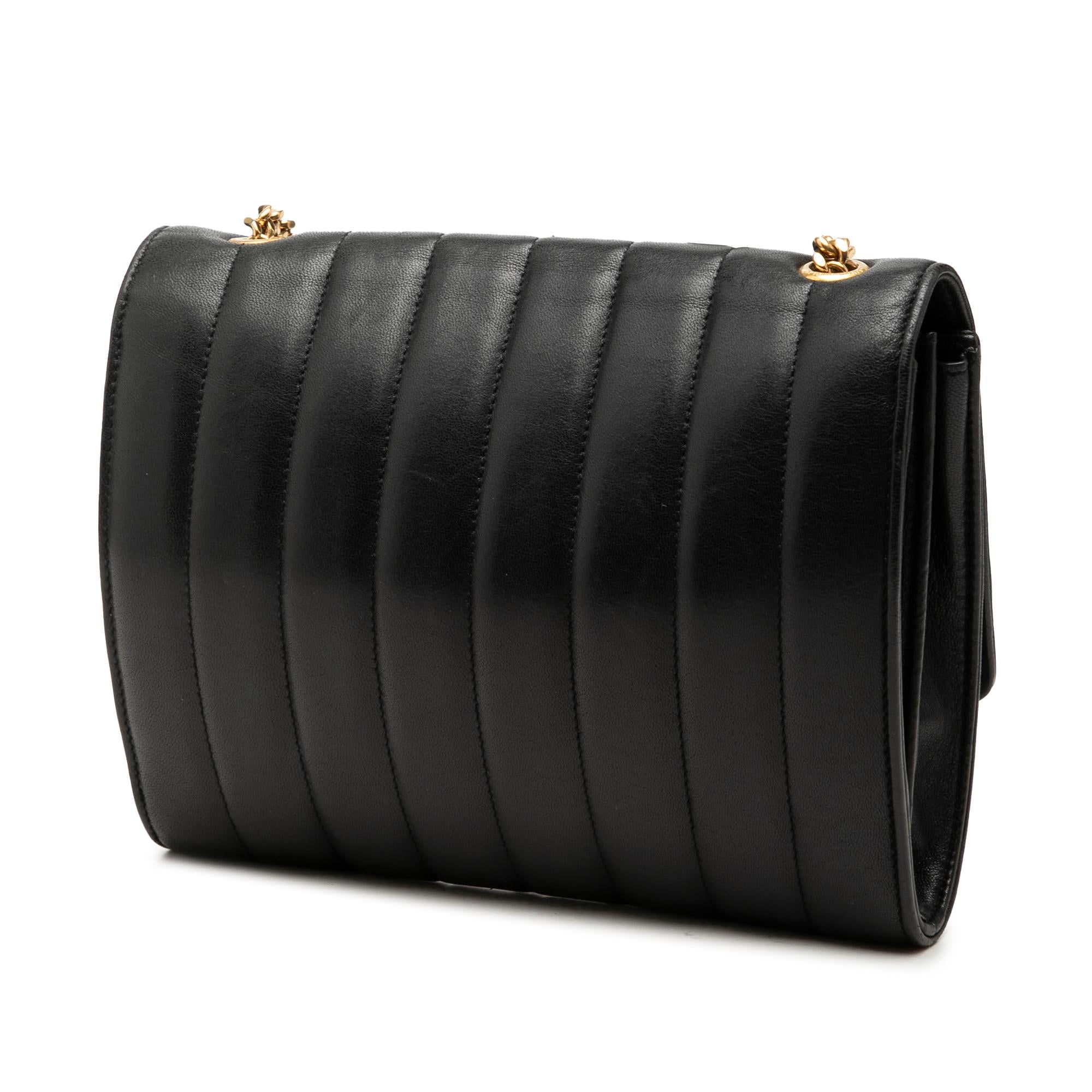 Saint Laurent Matelasse Lambskin Monogram Vicky Chain Wallet
