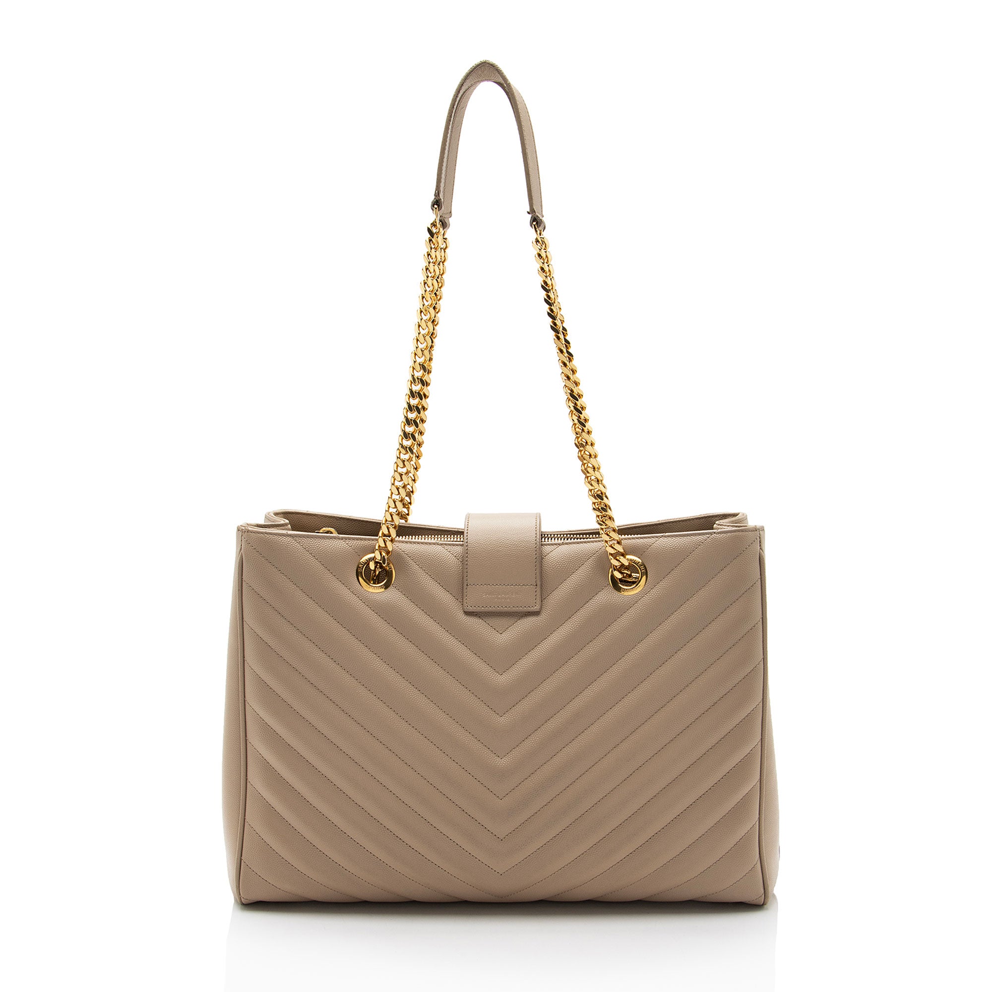 Saint Laurent Matelasse Grain de Poudre Monogram Chain Shopper Tote (SHF-bgDHik)