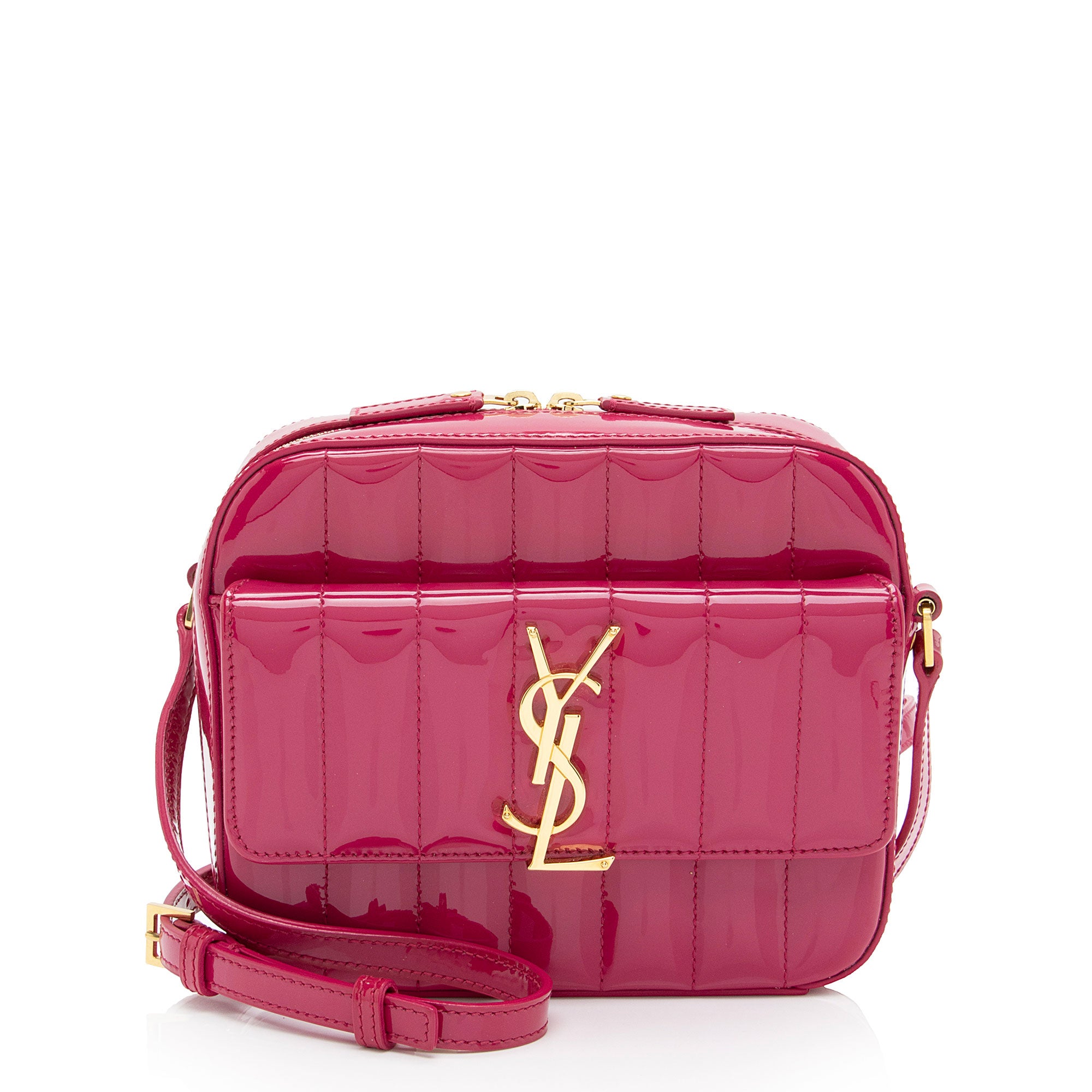 Saint Laurent Matelasse Patent Lambskin Monogram Vicky Camera Bag