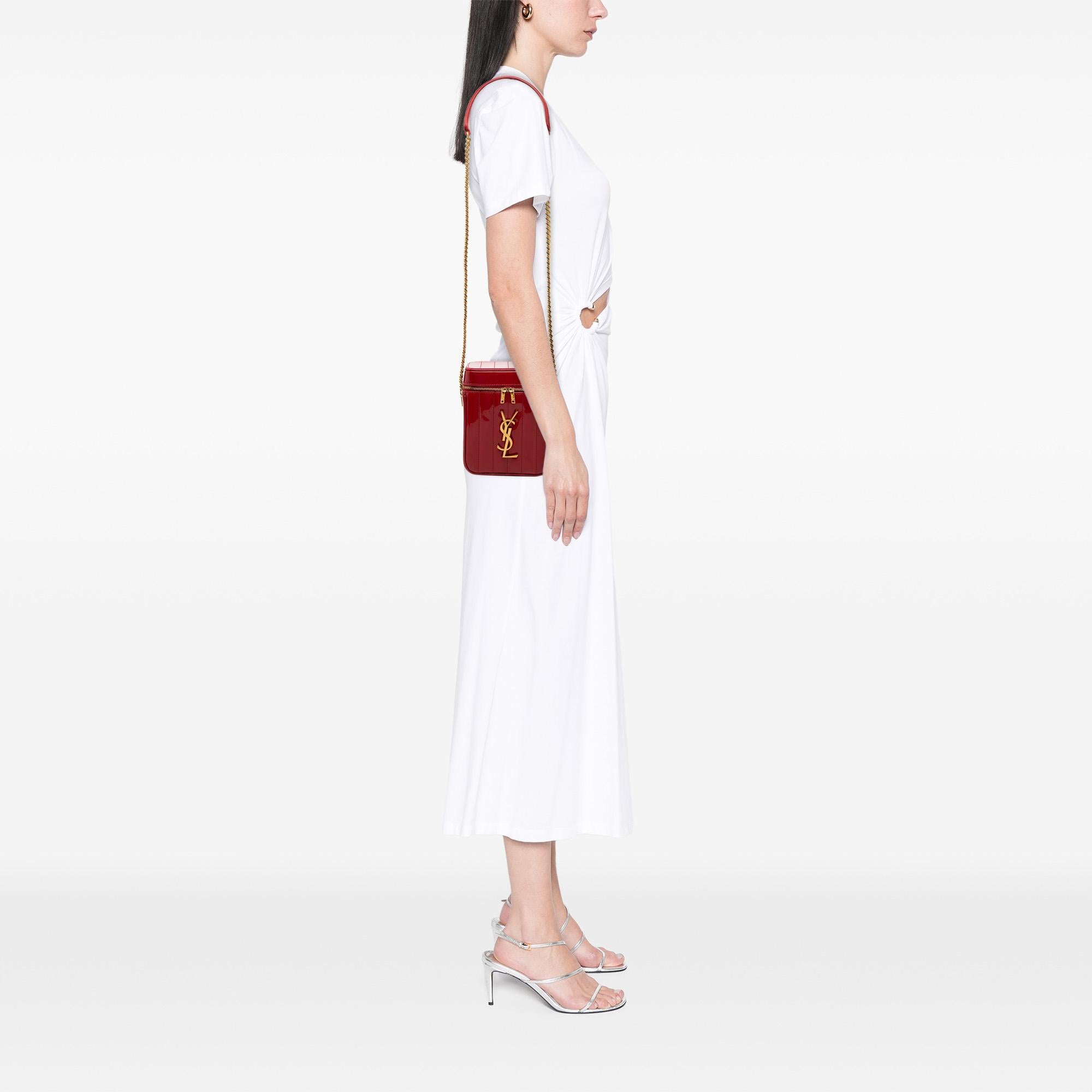 Saint Laurent Matelasse Patent Monogram Vicky Vanity Bag