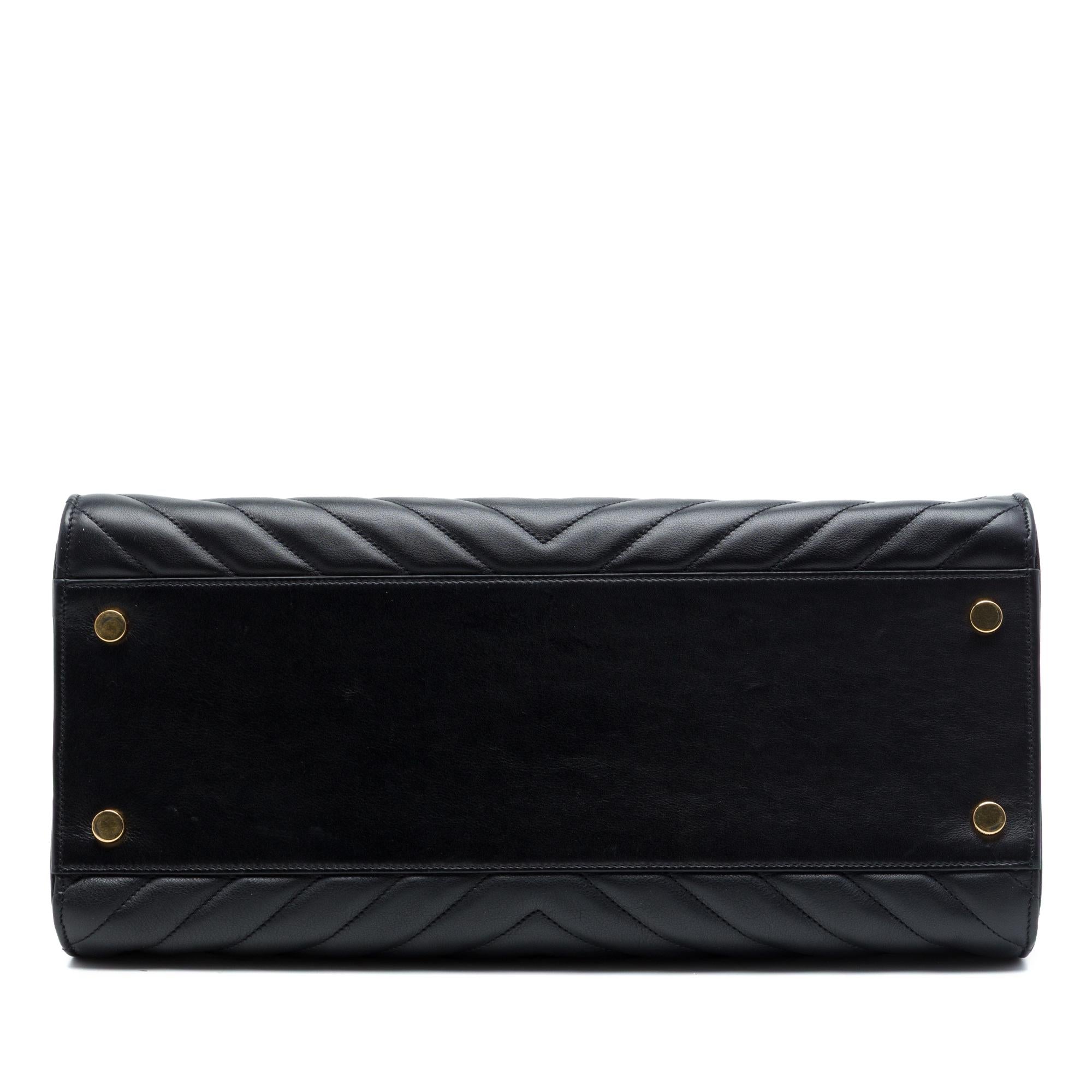 Saint Laurent Medium Chevron Calfskin Monogram Cabas Satchel