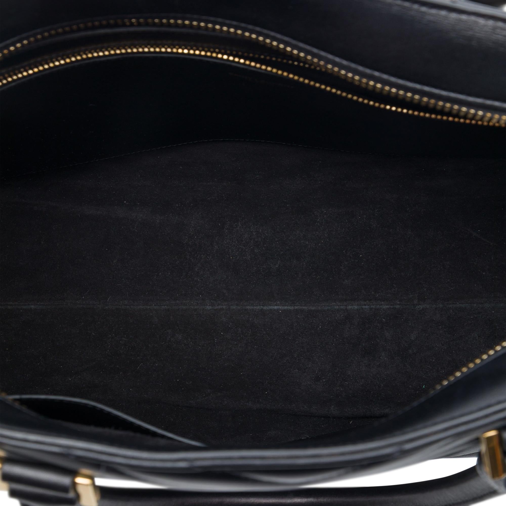 Saint Laurent Medium Chevron Calfskin Monogram Cabas Satchel