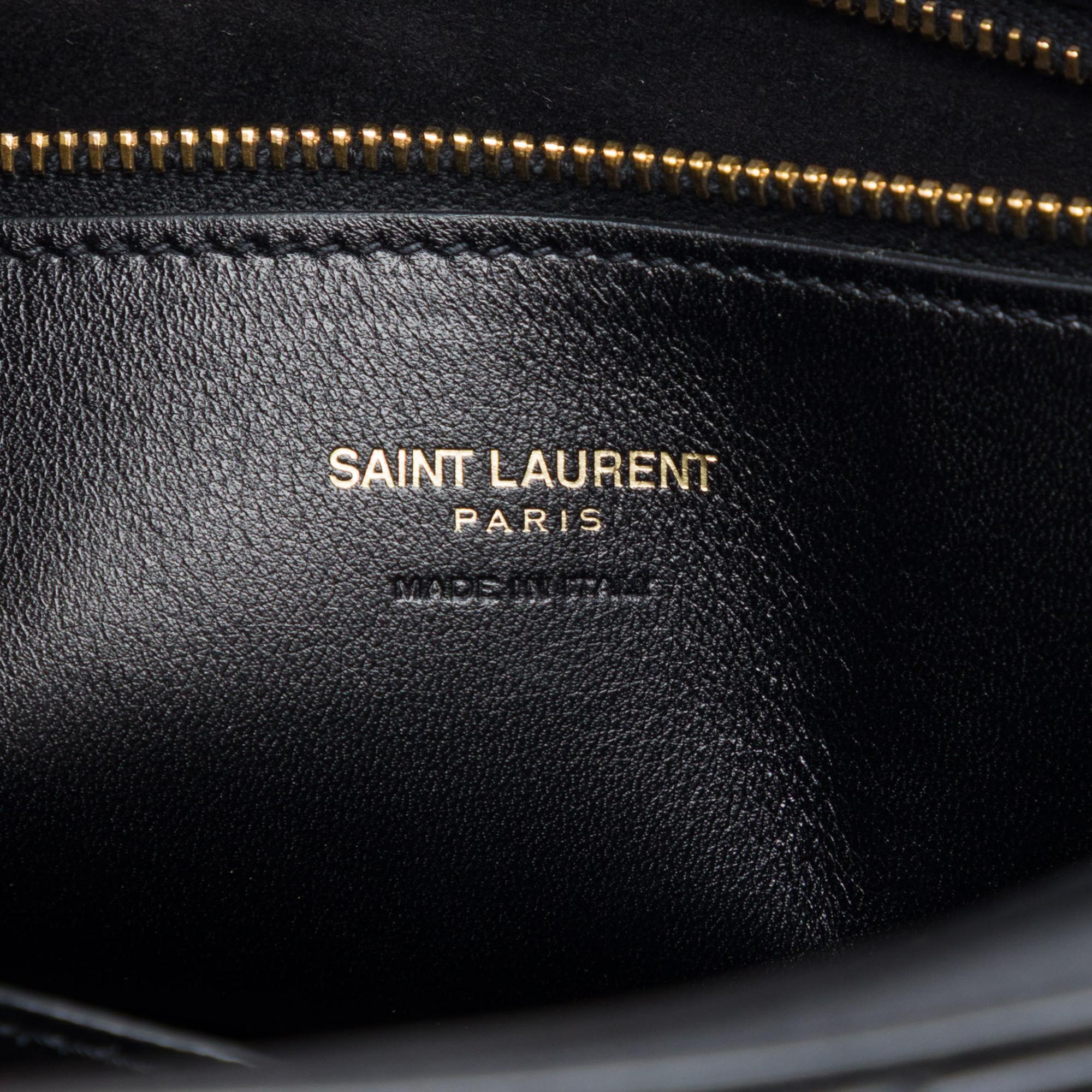 Saint Laurent Medium Chevron Calfskin Monogram Cabas Satchel