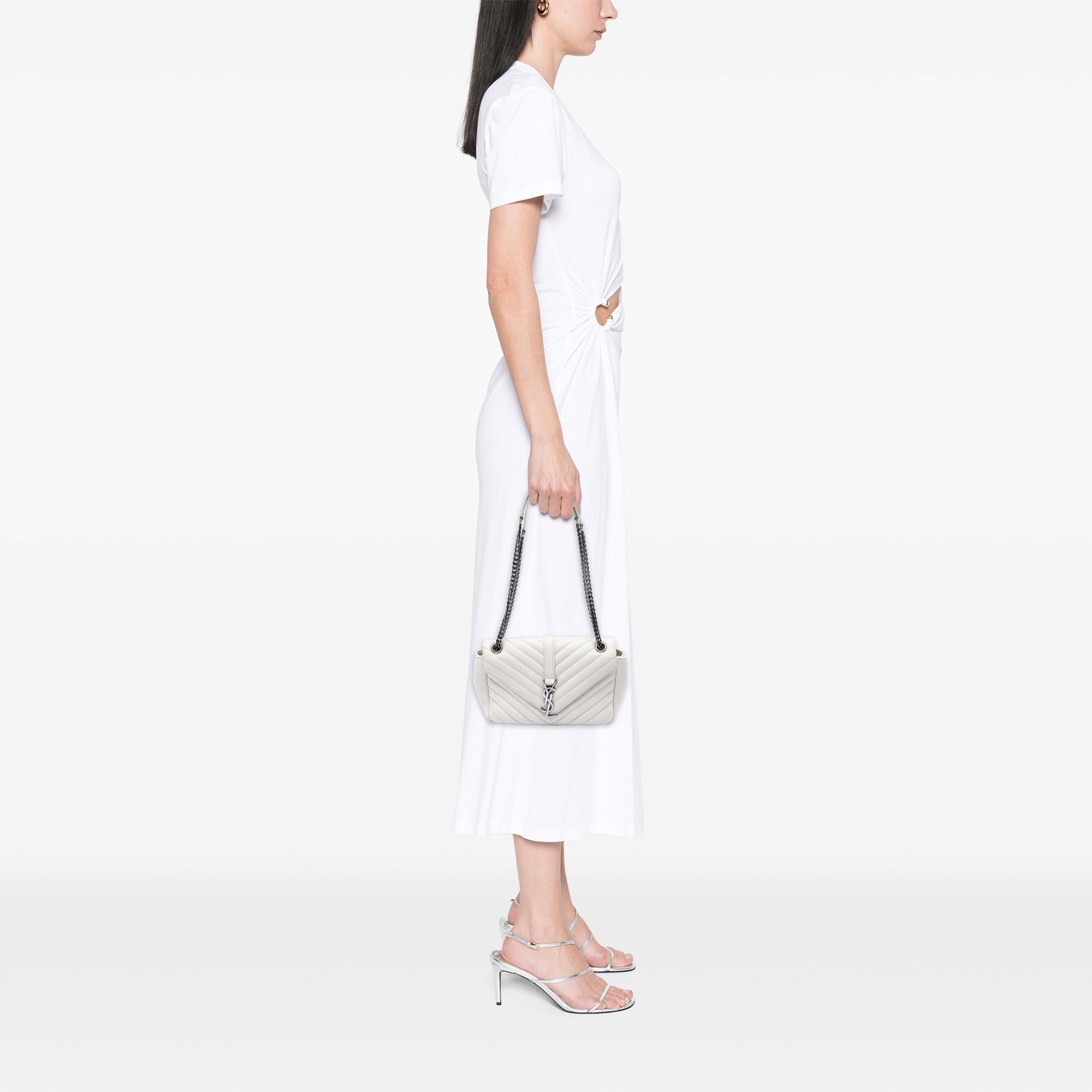 Saint Laurent Medium Chevron Calfskin Monogram Envelope Bag