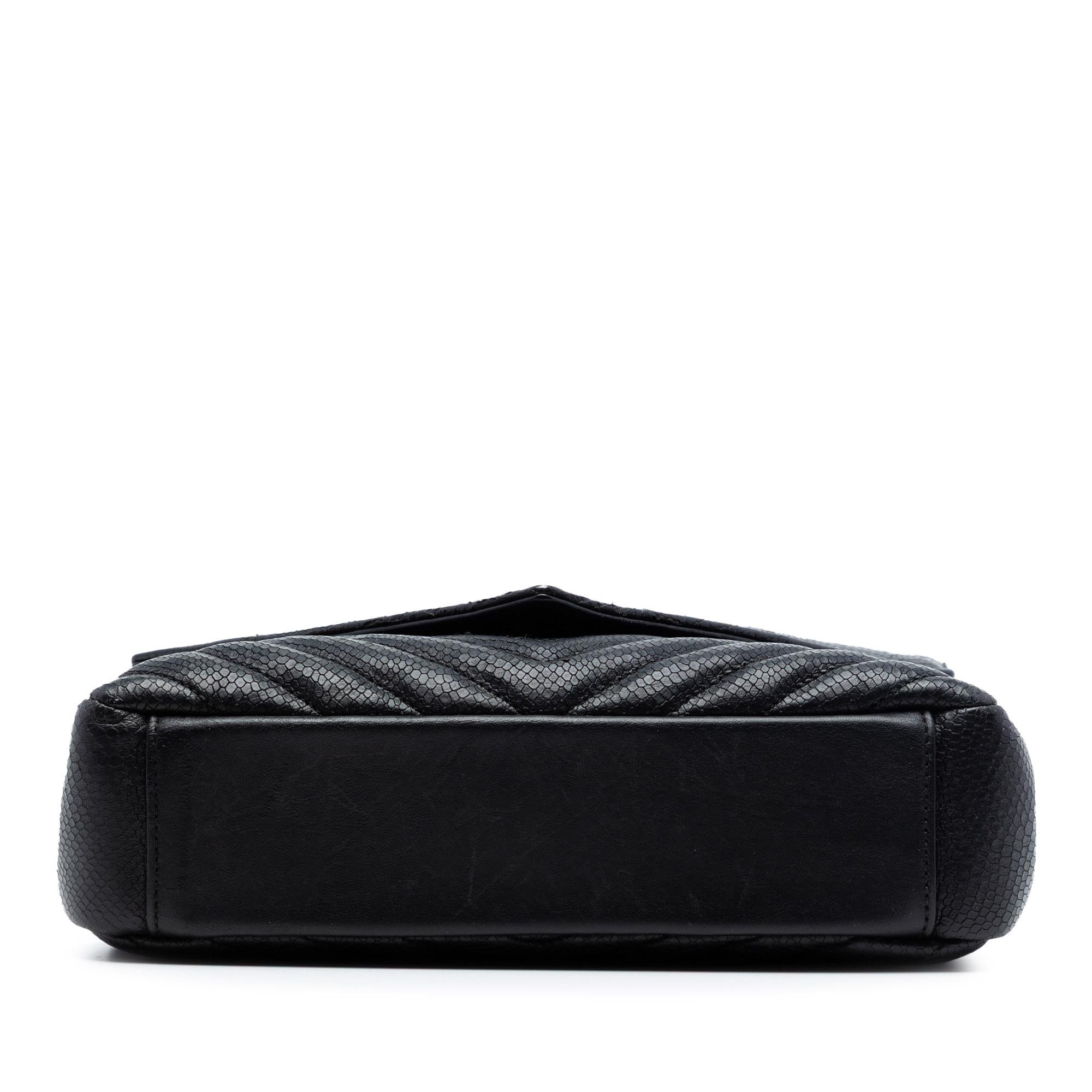 Saint Laurent Medium Chevron Embossed Leather Monogram College Satchel