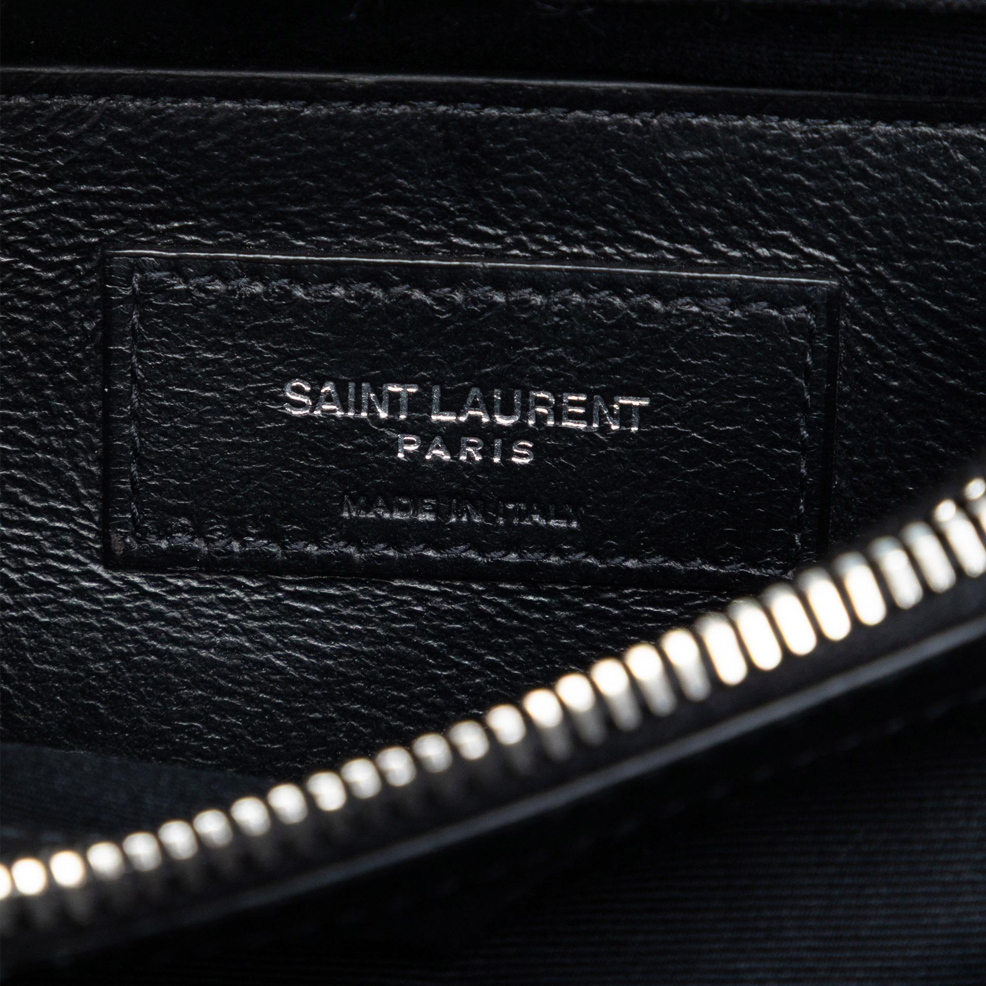 Saint Laurent Medium Chevron Embossed Leather Monogram College Satchel