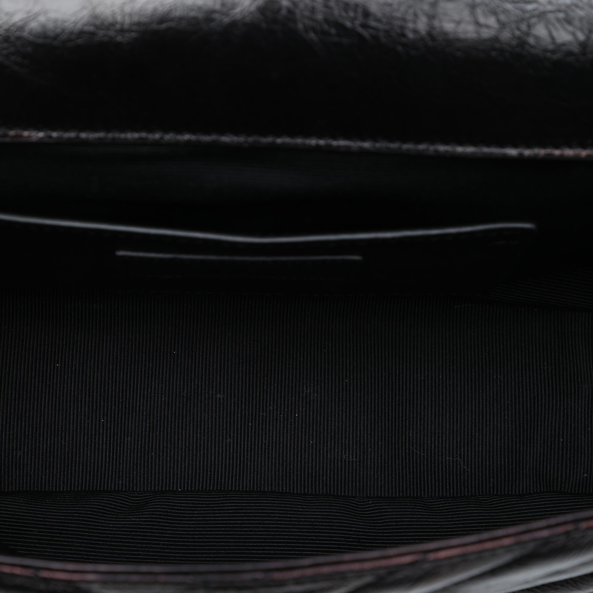 Saint Laurent Medium Chevron Metallic Crinkled Calfskin Punk Chain Bag