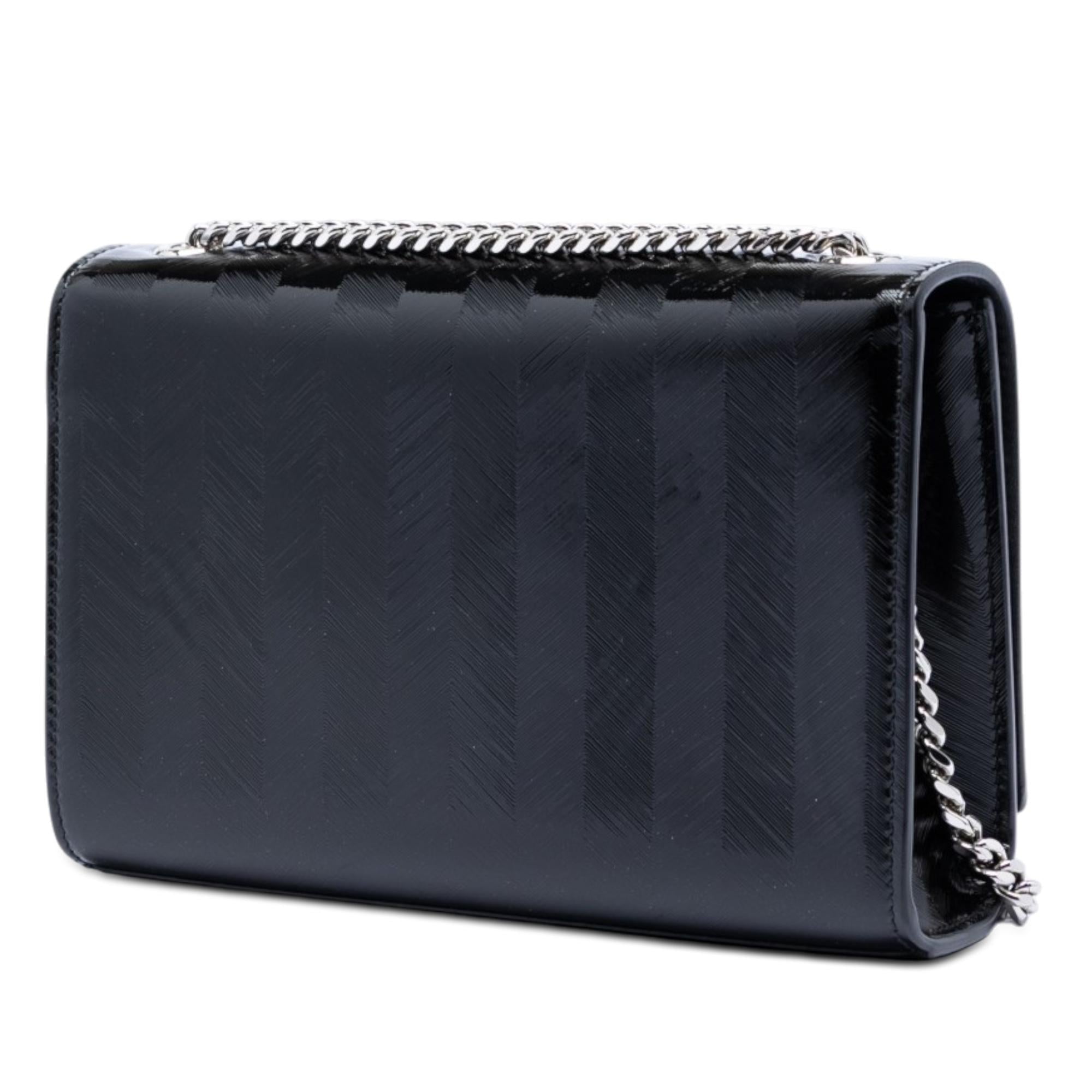 Saint Laurent Medium Chevron Patent Monogram Kate Tassel Crossbody