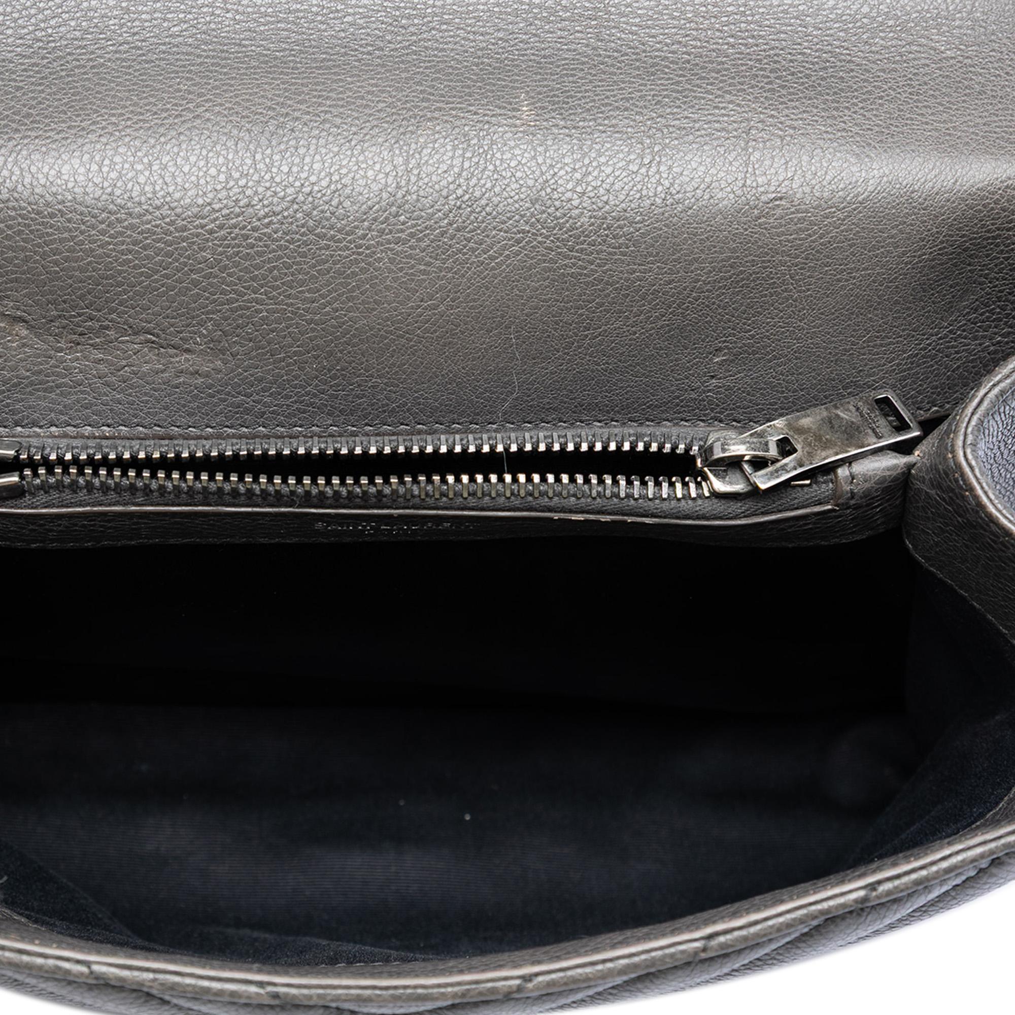 Saint Laurent Medium Chevron Sheepskin Monogram College Satchel