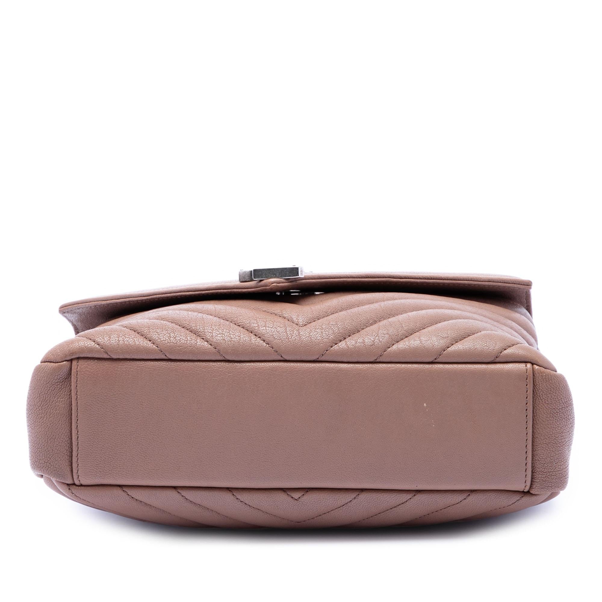 Saint Laurent Medium Chevron Sheepskin Monogram College Satchel