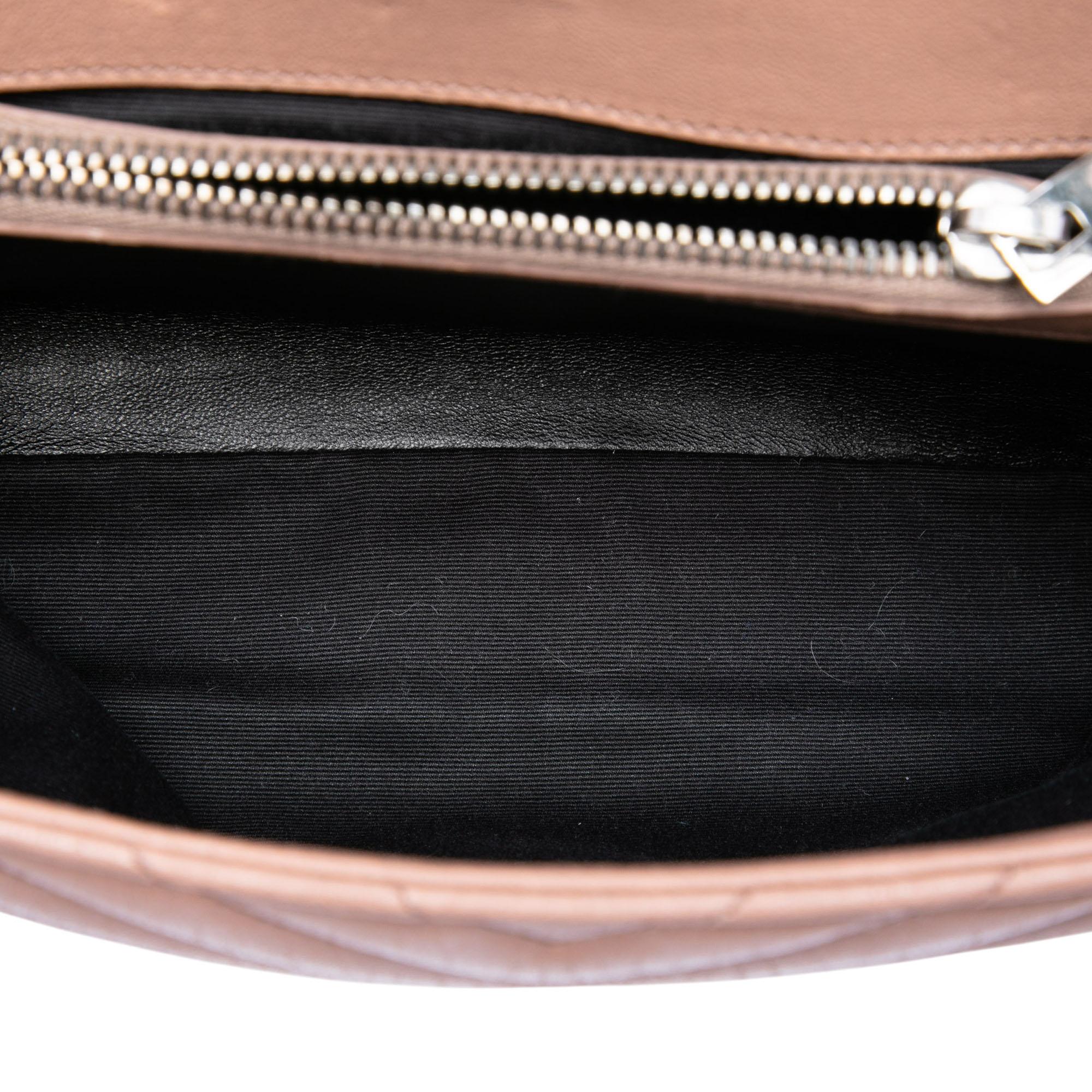Saint Laurent Medium Chevron Sheepskin Monogram College Satchel