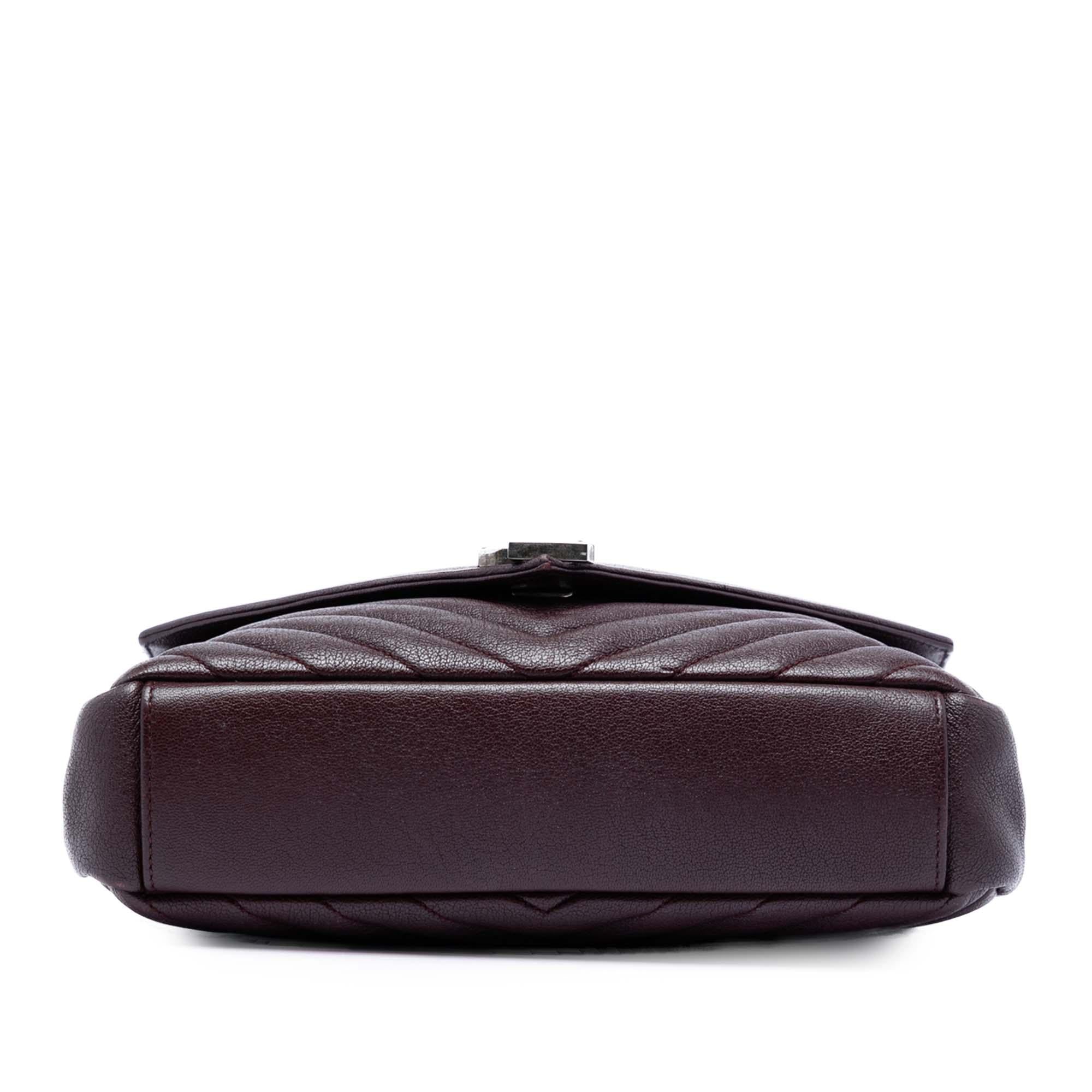 Saint Laurent Medium Chevron Sheepskin Monogram College Satchel
