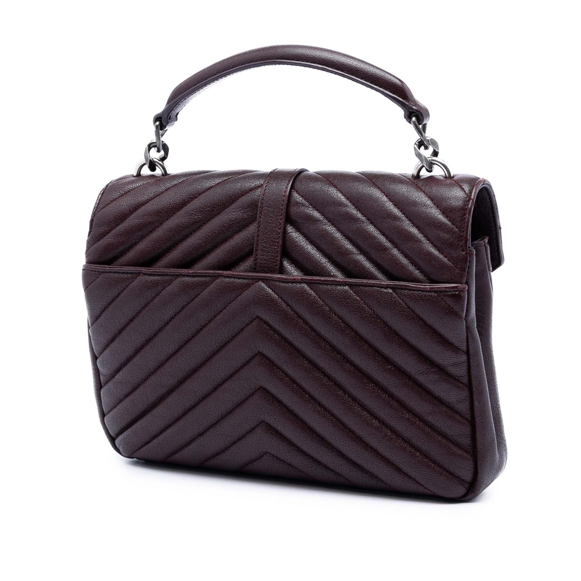 Saint Laurent Medium Chevron Sheepskin Monogram College Satchel