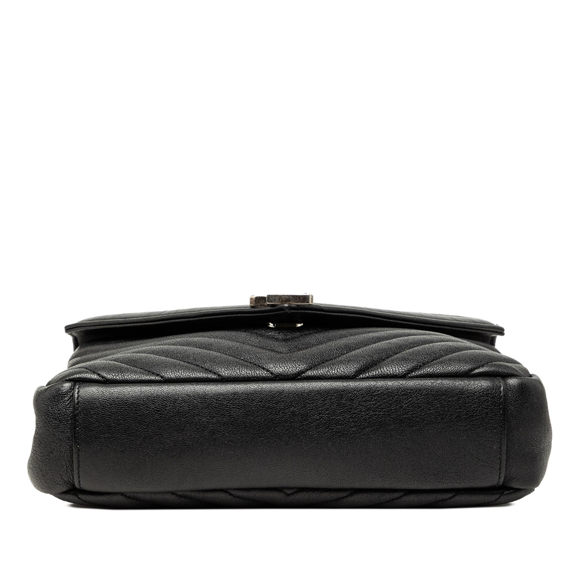 Saint Laurent Medium Chevron Sheepskin Monogram College Satchel