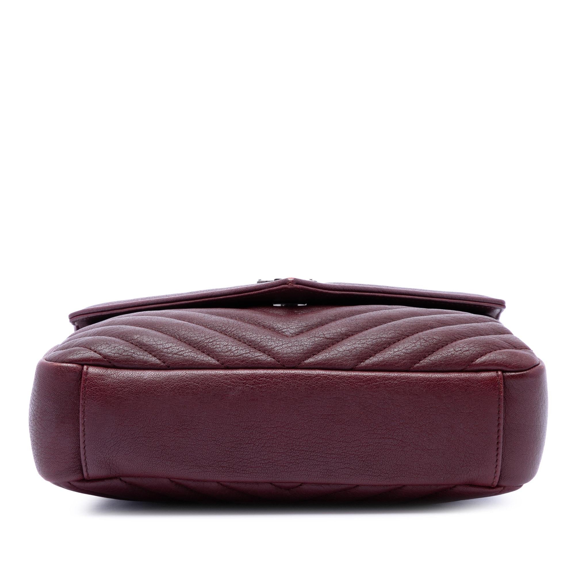 Saint Laurent Medium Chevron Sheepskin Monogram College Satchel