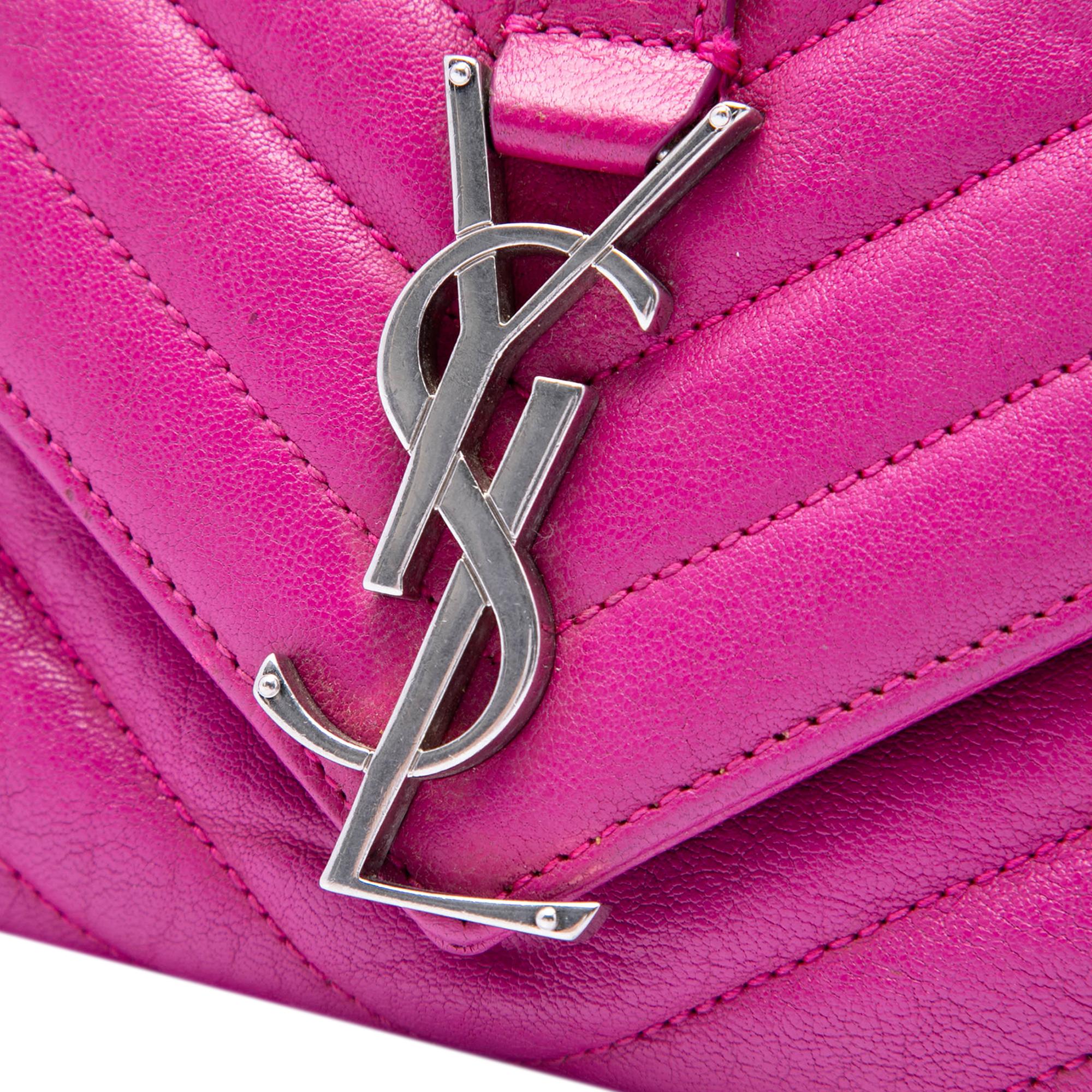 Saint Laurent Medium Chevron Sheepskin Monogram College Shoulder Bag