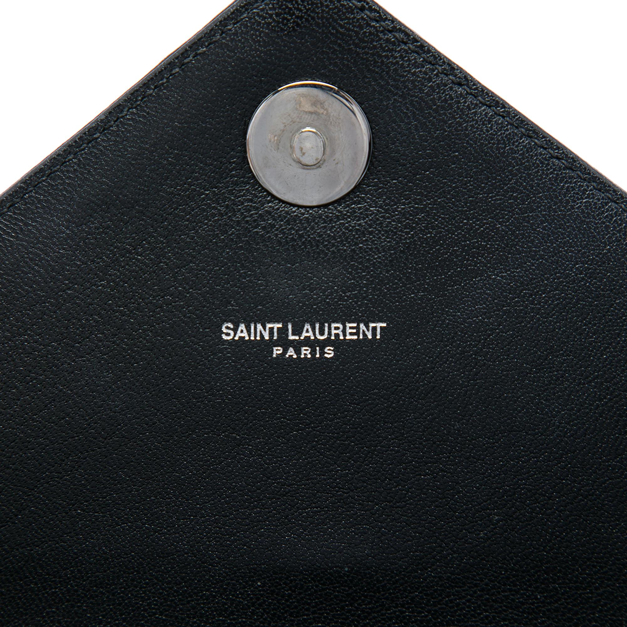 Saint Laurent Medium Chevron Sheepskin Monogram Monochrome College Bag