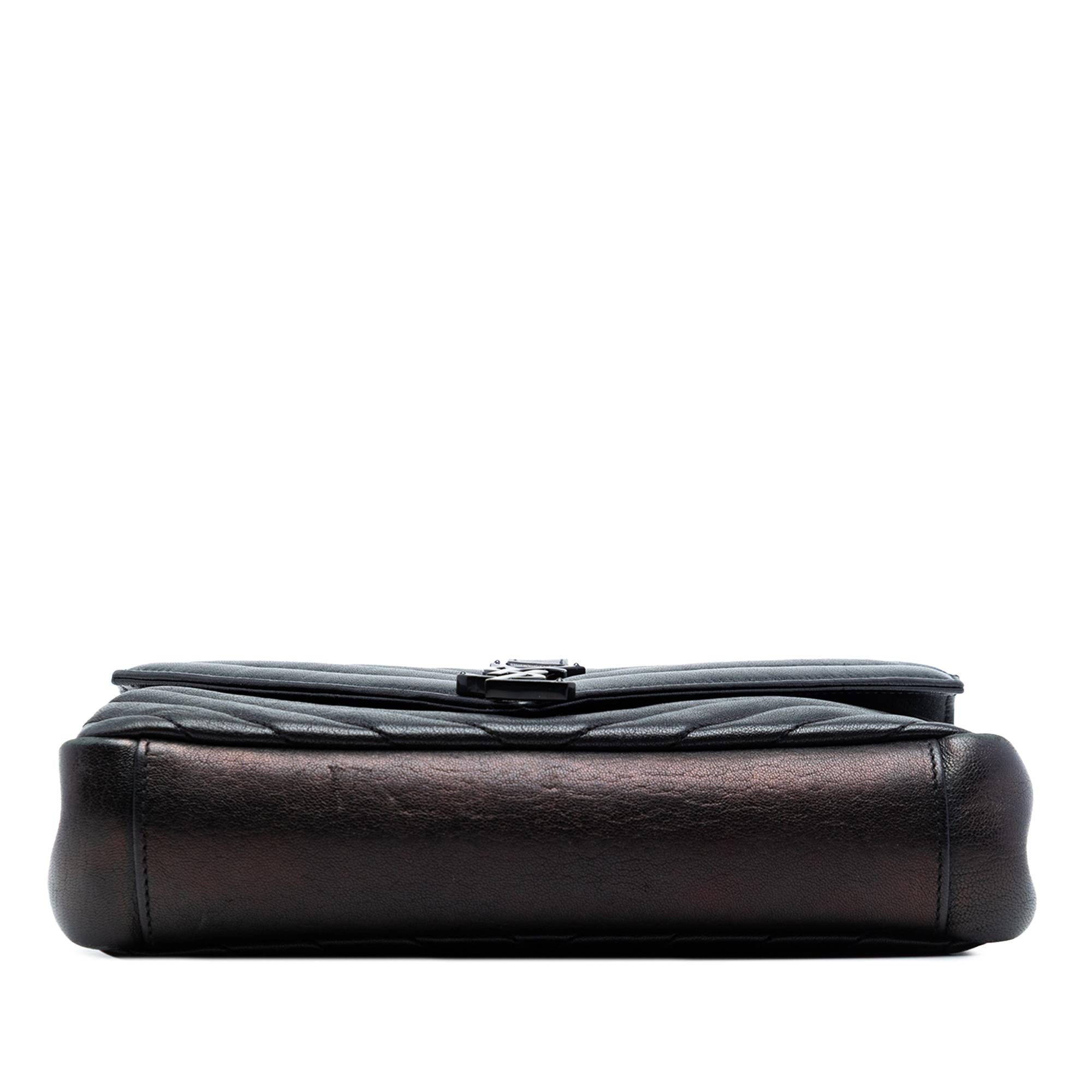 Saint Laurent Medium Chevron Sheepskin Monogram Monochrome College Bag