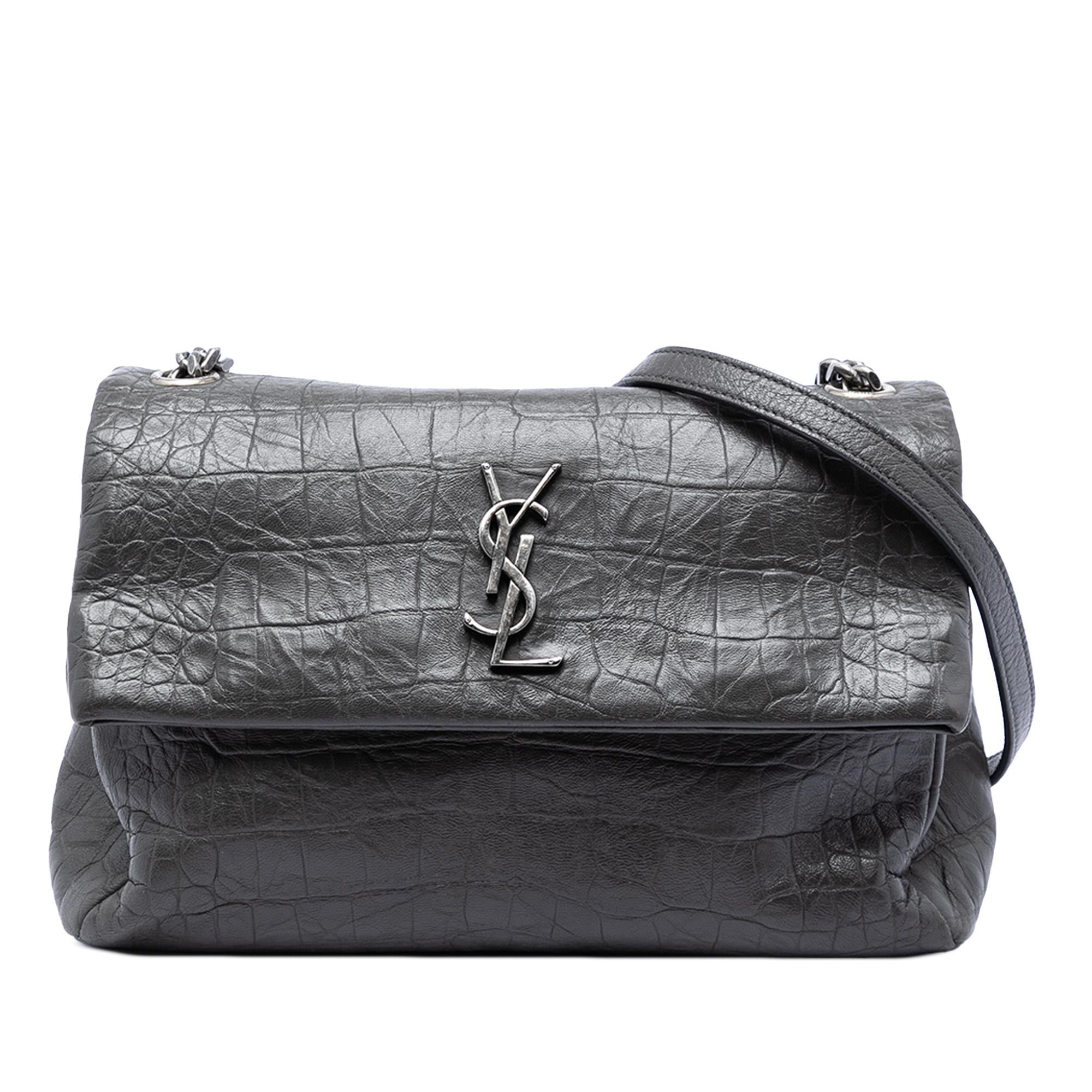 Saint Laurent Medium Croc Embossed Calfskin Monogram West Hollywood Crossbody