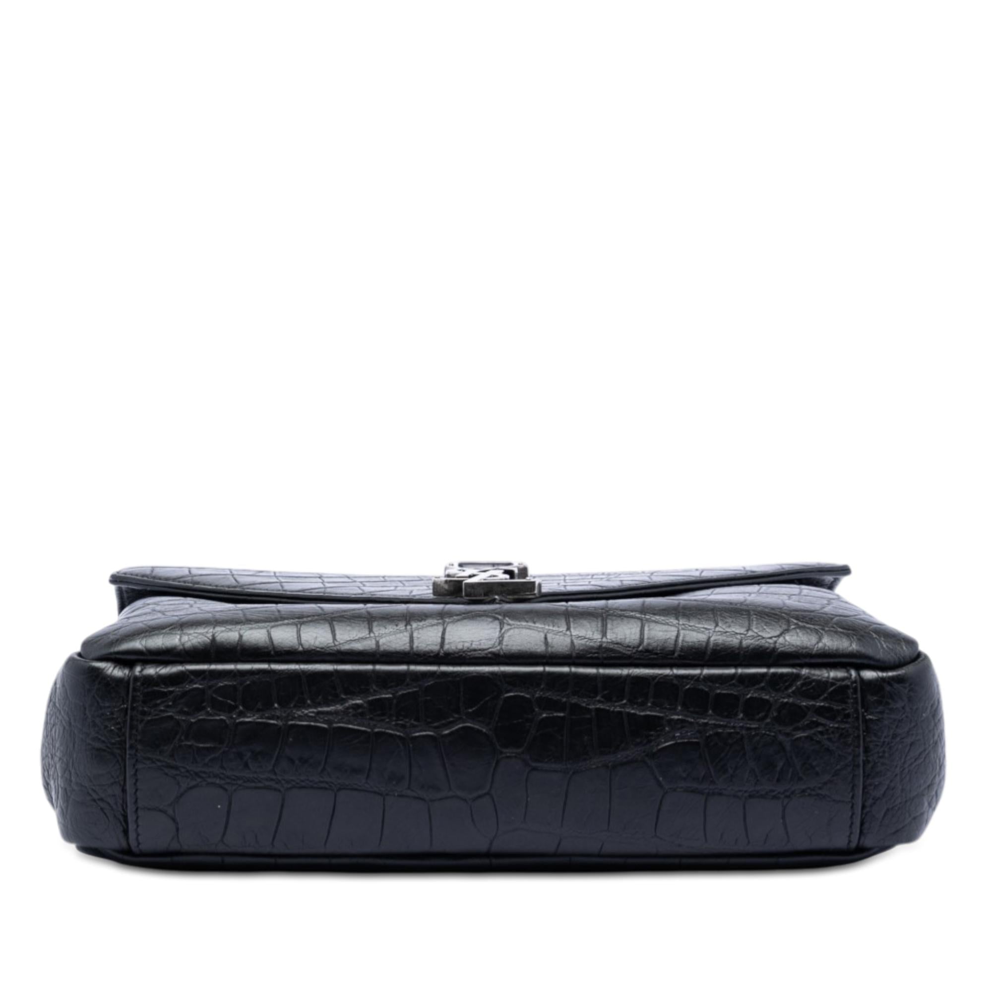 Saint Laurent Medium Croc Embossed Leather College Satchel