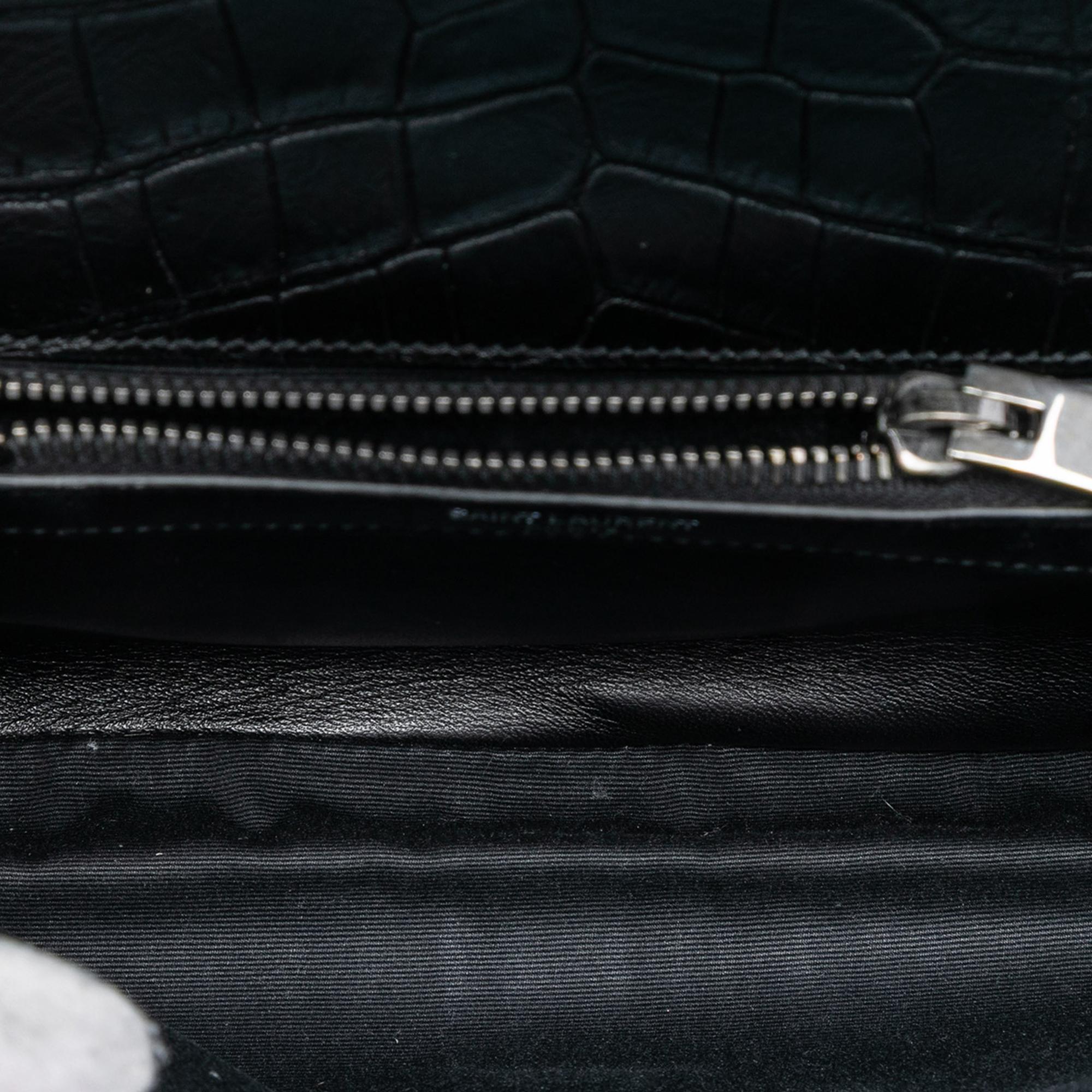 Saint Laurent Medium Croc Embossed Leather College Satchel