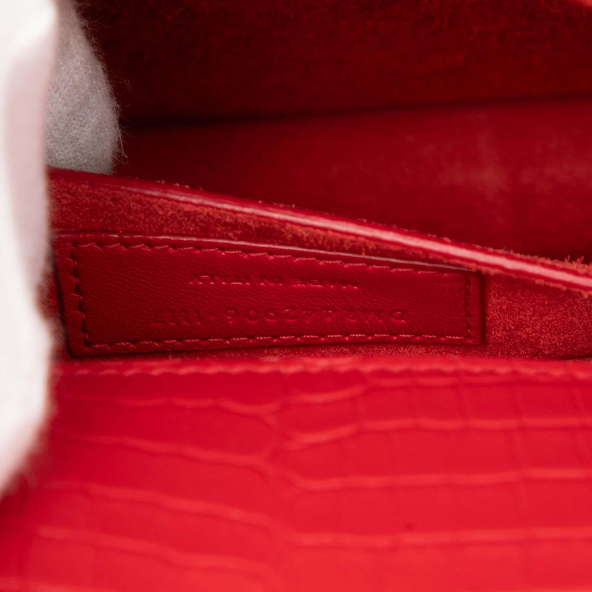Saint Laurent Medium Croc Embossed Leather Monogram Sunset Crossbody
